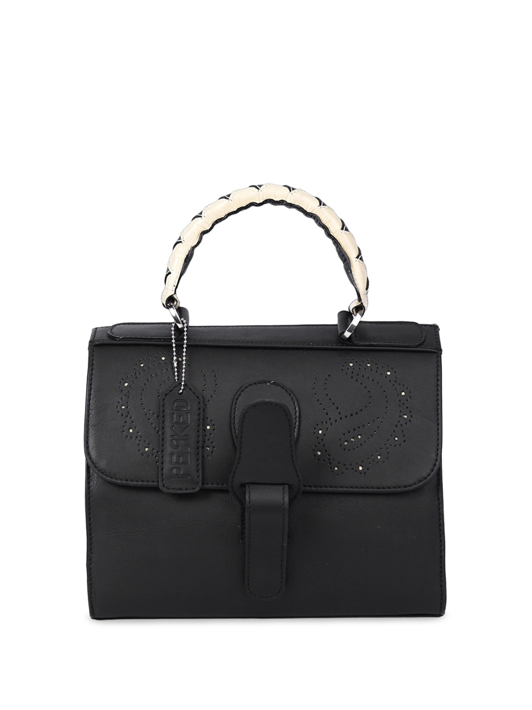 

PERKED Black Leather Handheld Bag