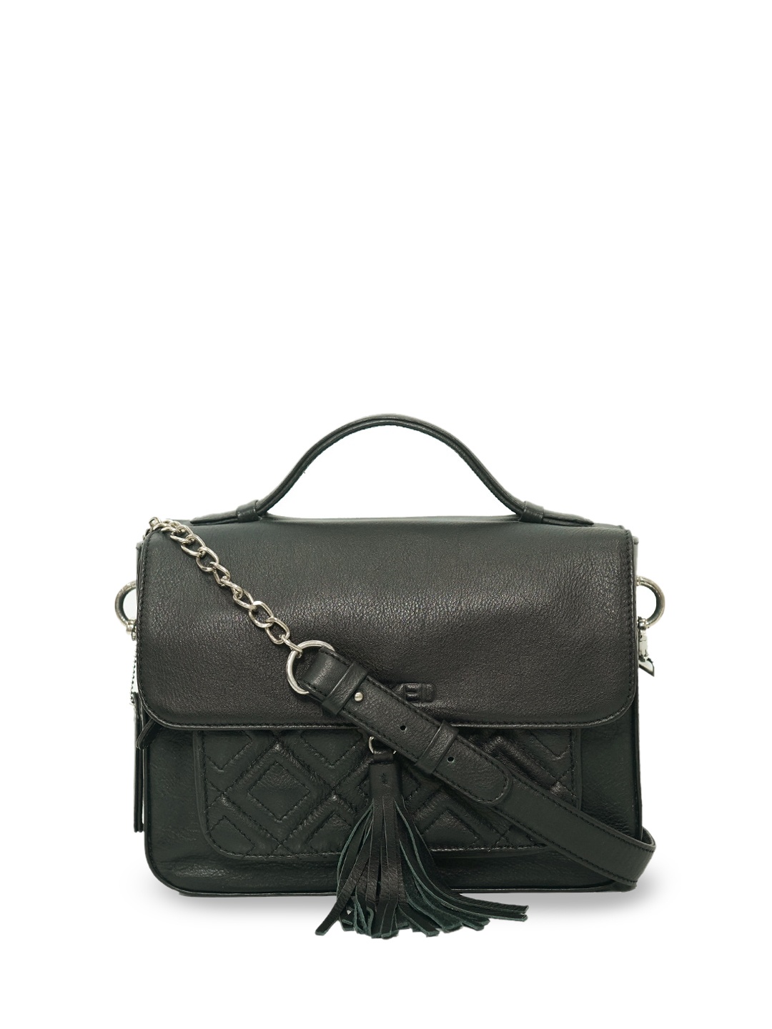 

PERKED Black Leather Handheld Bag