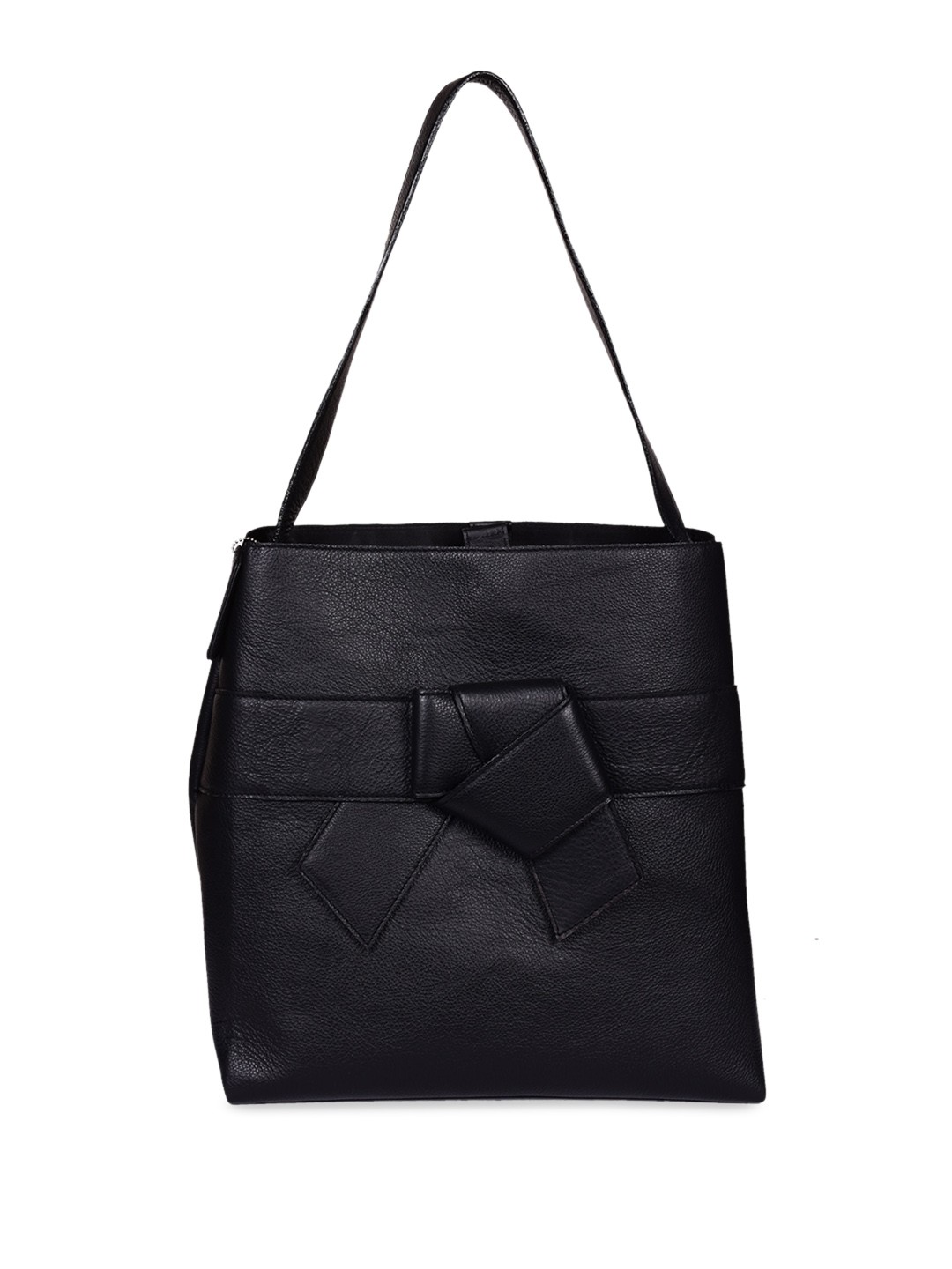 

PERKED Black Leather Tote Bag