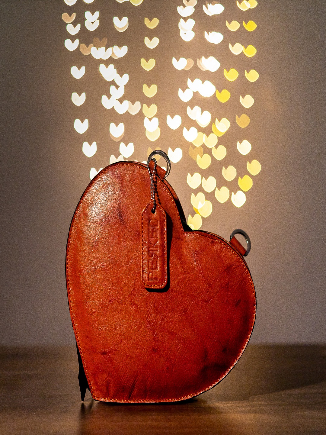 

PERKED Structured Leather Sling Bag, Orange