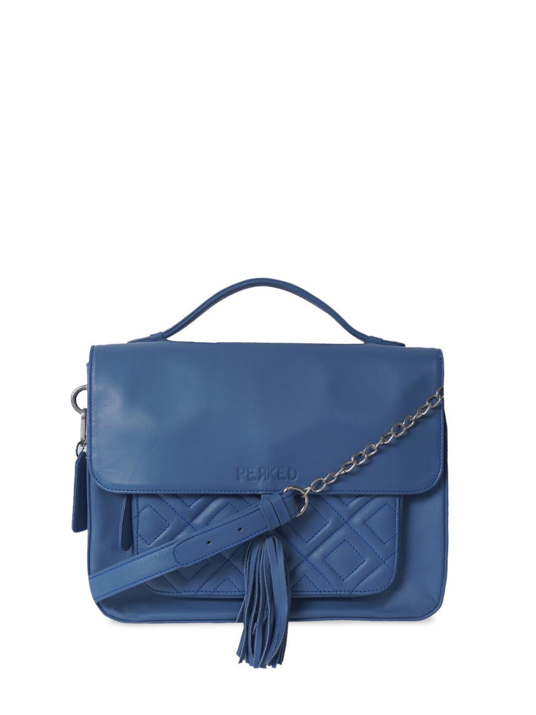 

PERKED Blue Leather Handheld Bag