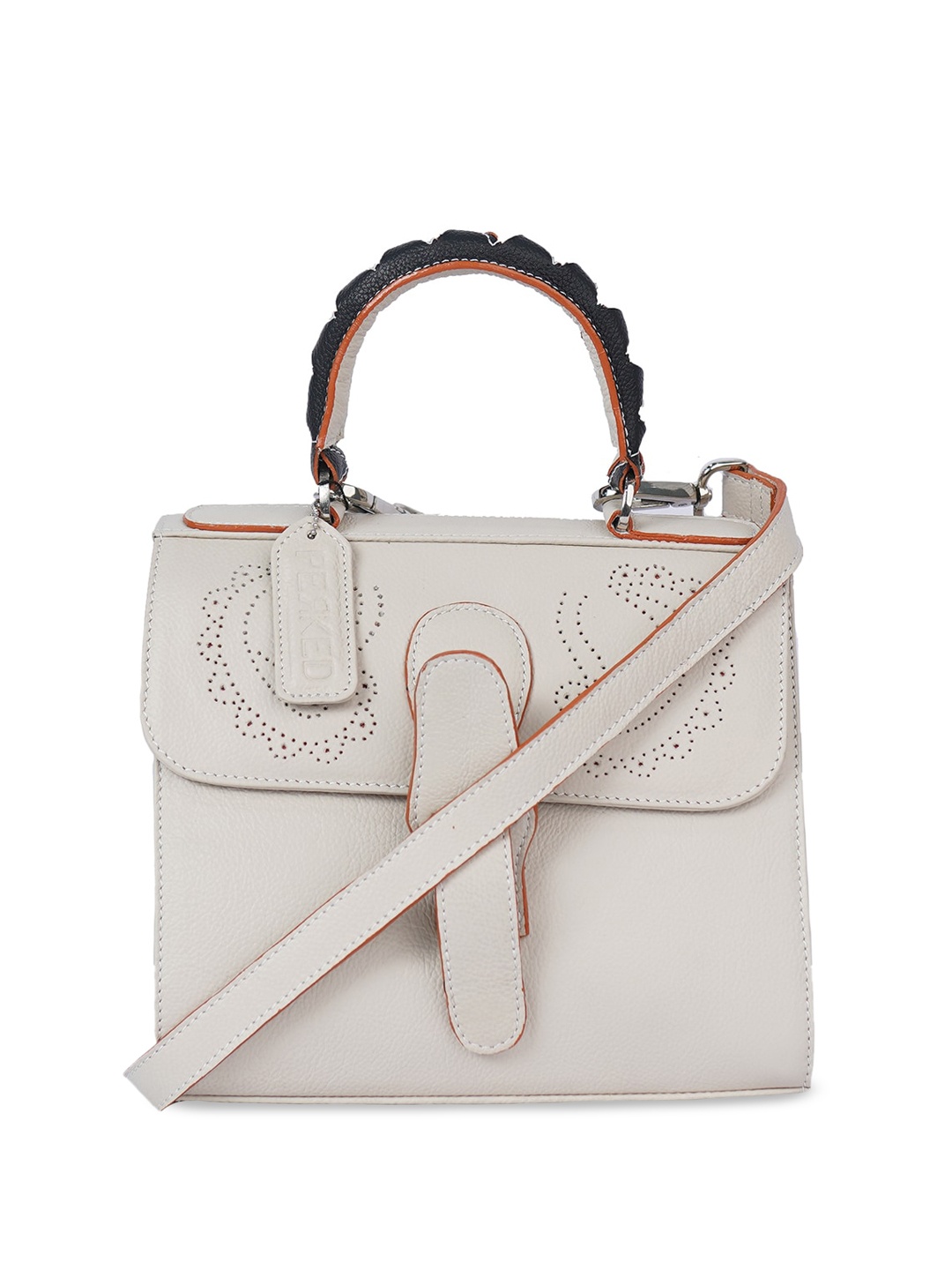 

PERKED Beige Leather Handheld Bag