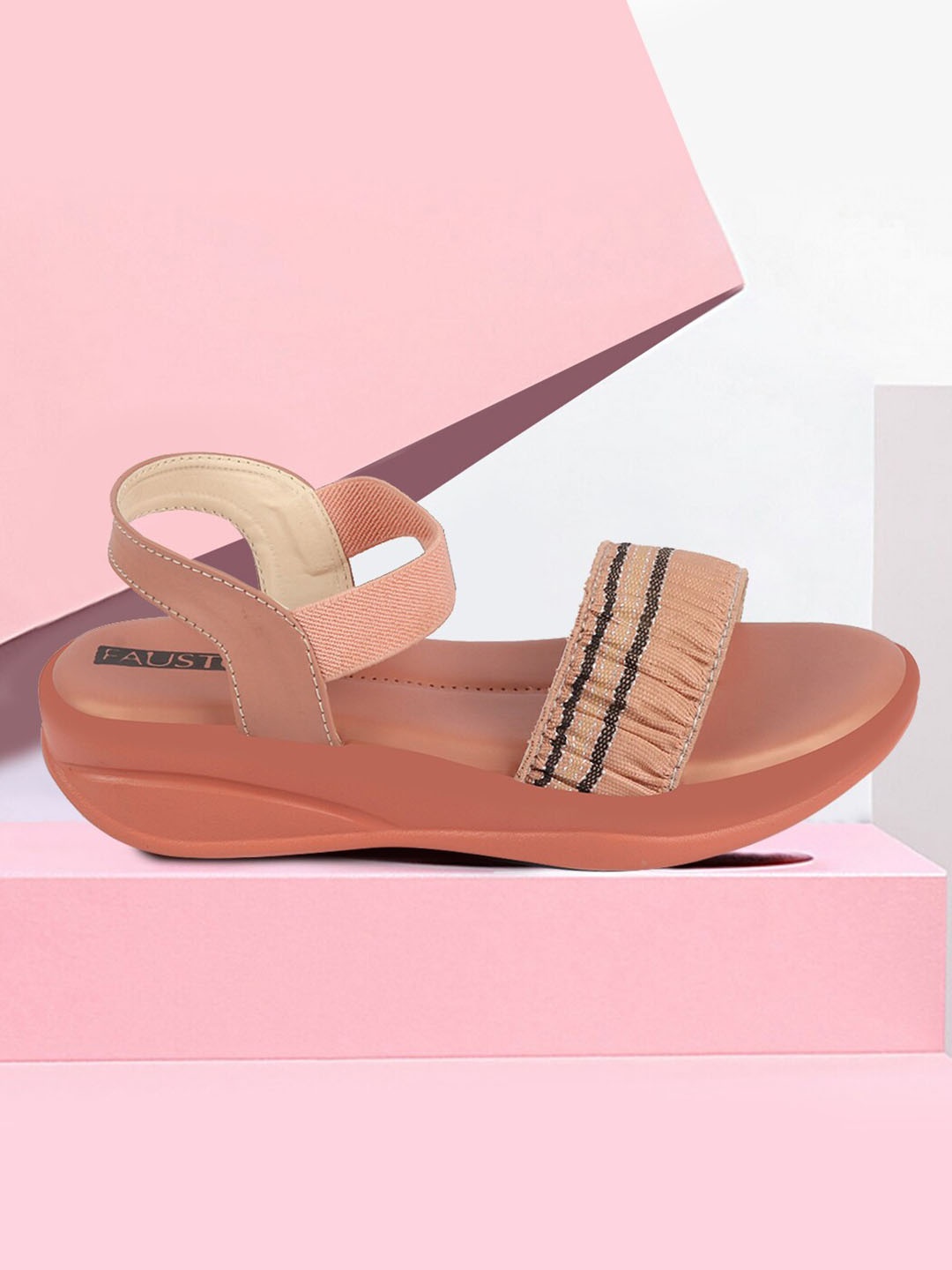 

FAUSTO Textured Open Toe Comfort Heels, Pink