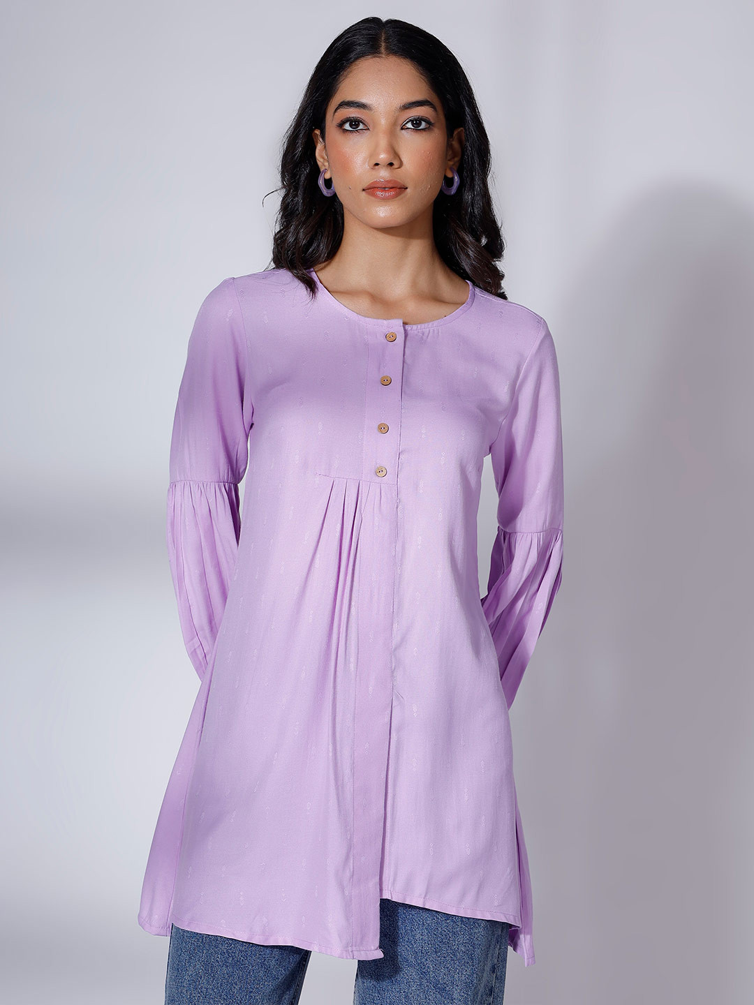

soan Round Neck A-Line Tunic, Purple