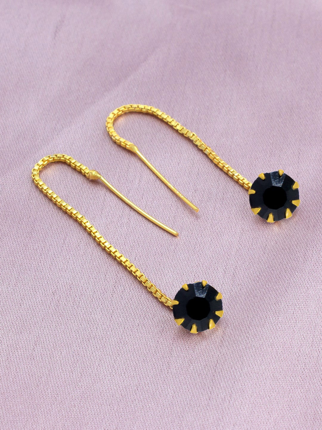 

PRIVIU Gold-Plated Classic Drop Earrings, Black