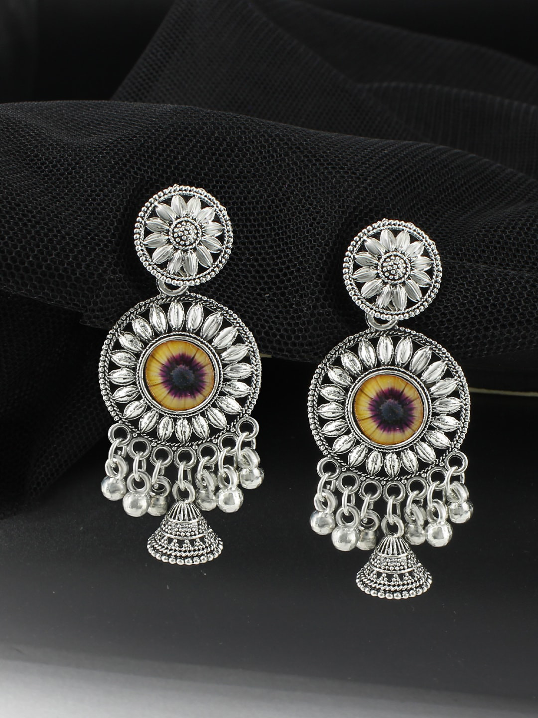 

PRIVIU Floral Drop Earrings, Silver
