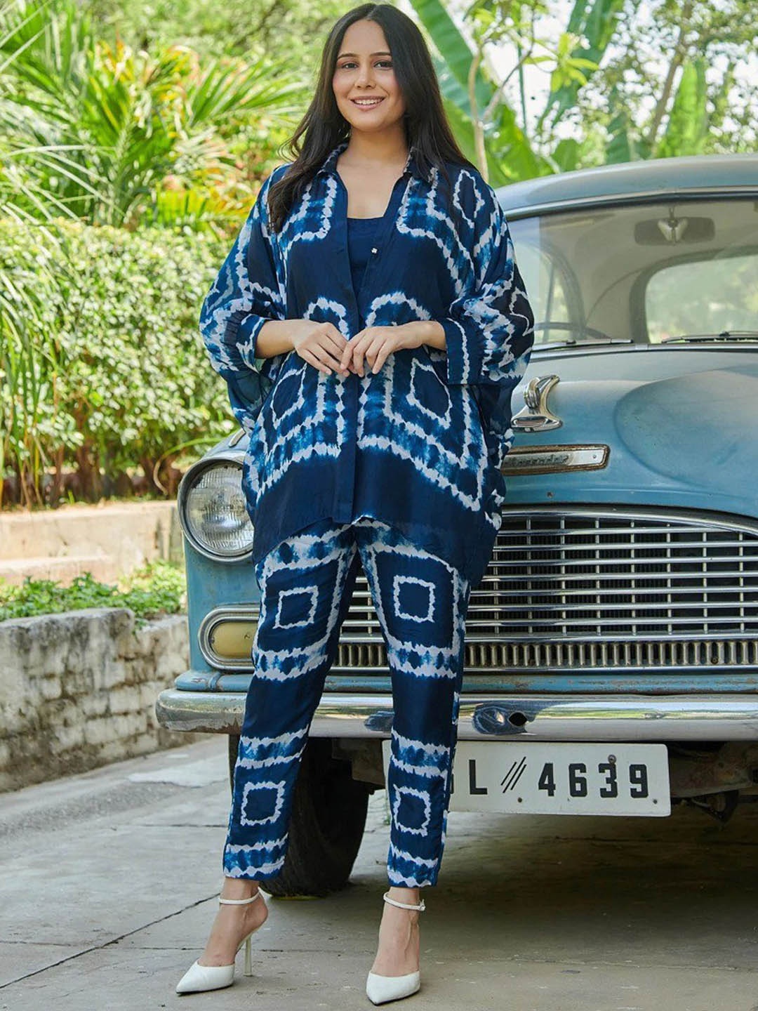 

ISHA TRADE Geometric Printed Top With Trouser, Blue