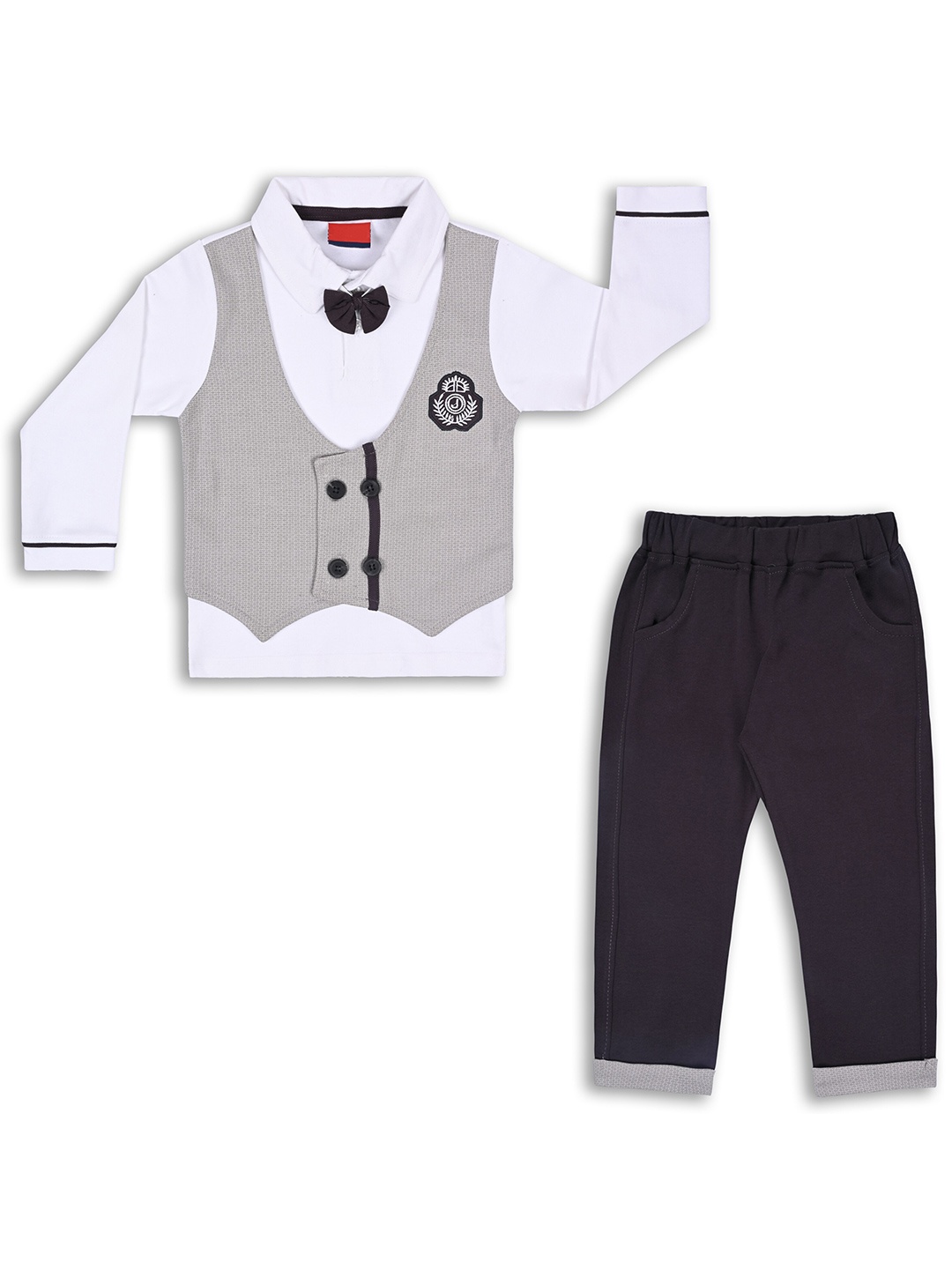 

Wish Karo Boys Shirt Collar Long Sleeves Shirt With Trousers & Waistcoat, White