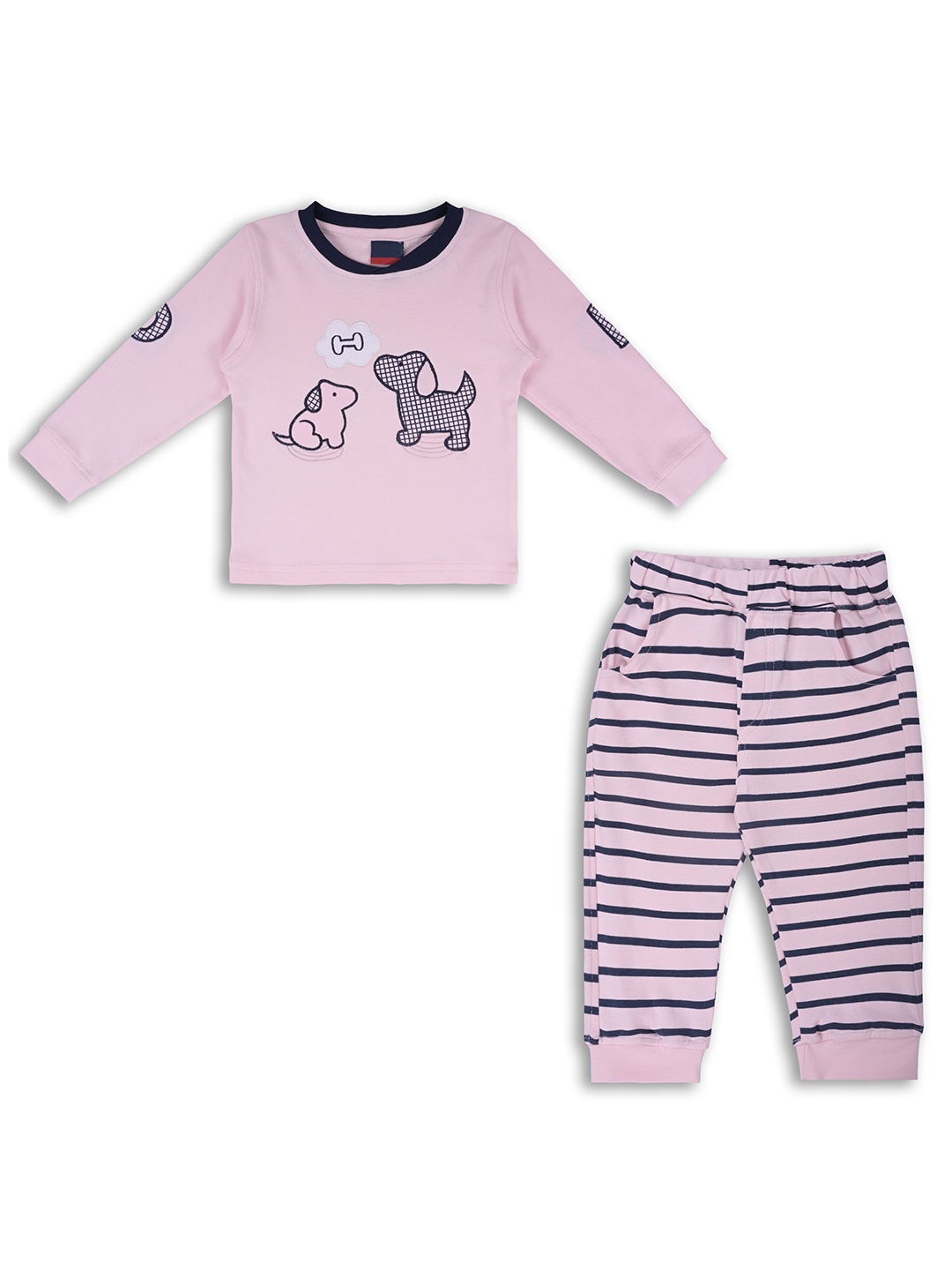 

Wish Karo Boys Embroidered Long Sleeves T-shirt With Trousers, Pink