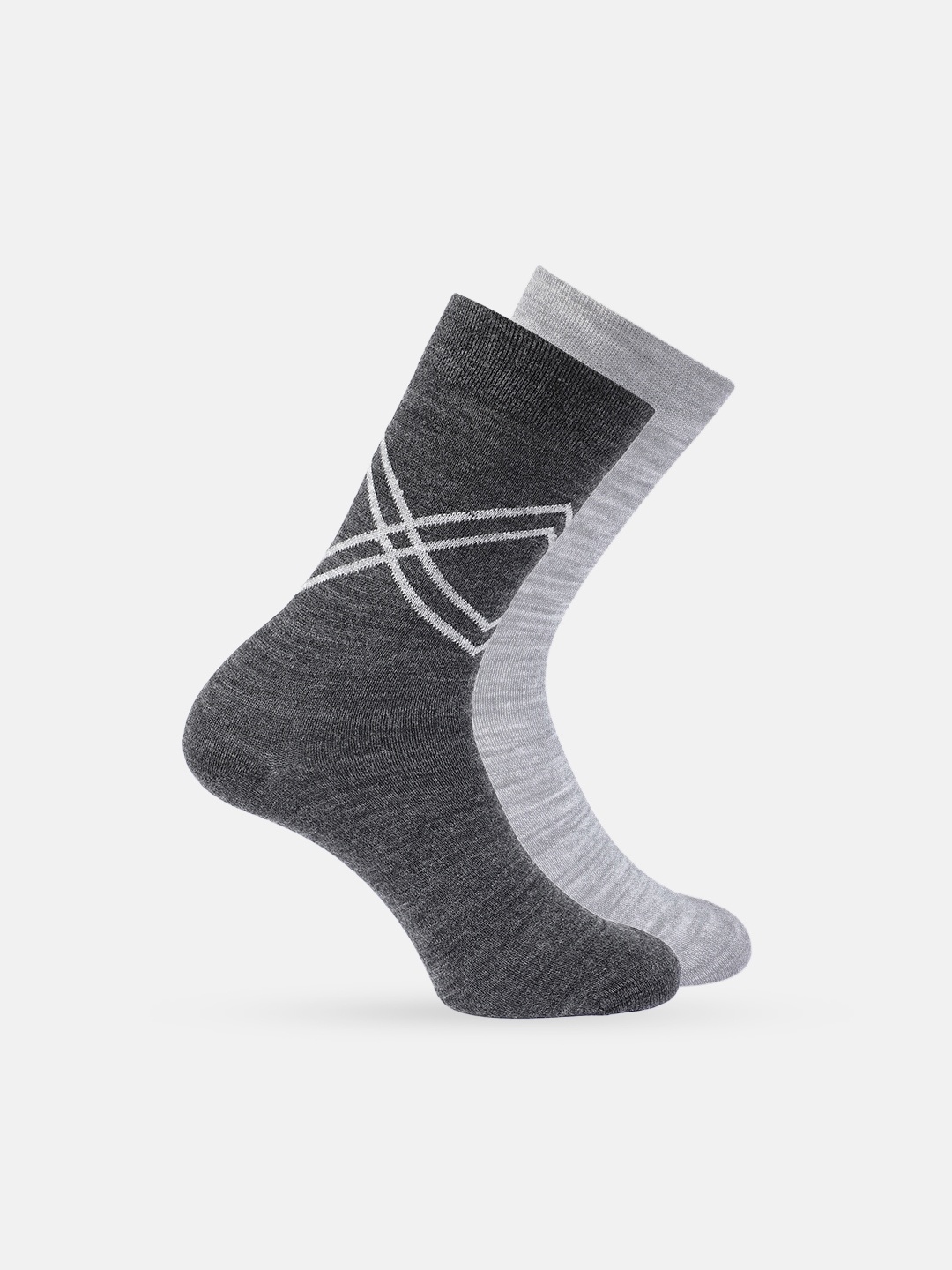 

Mast & Harbour Men Pack Of 2 Patterned Calf Length Winter Socks, Charcoal