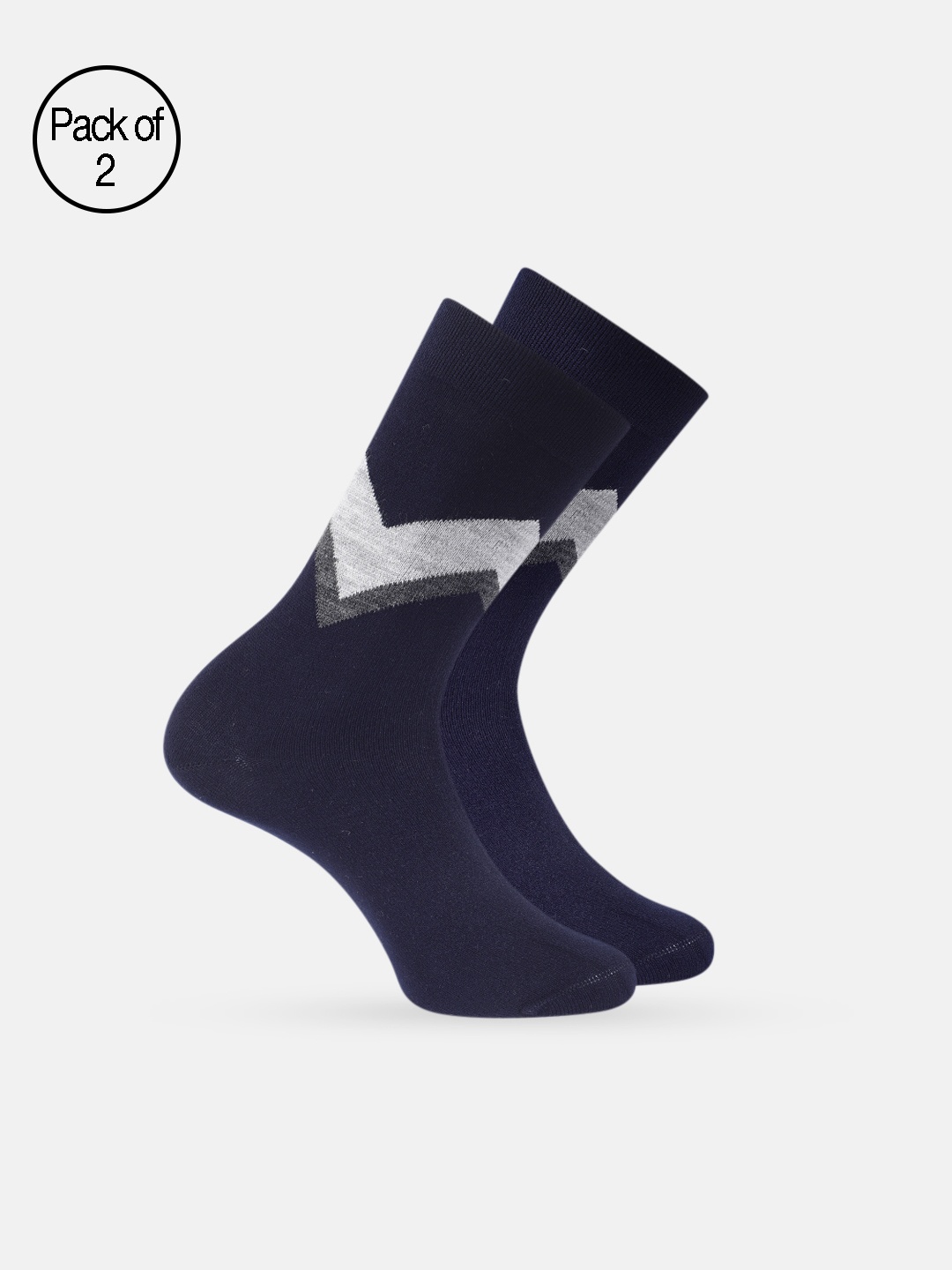 

Mast & Harbour Men Pack Of 2 Patterned Calf Length Winter Socks, Navy blue