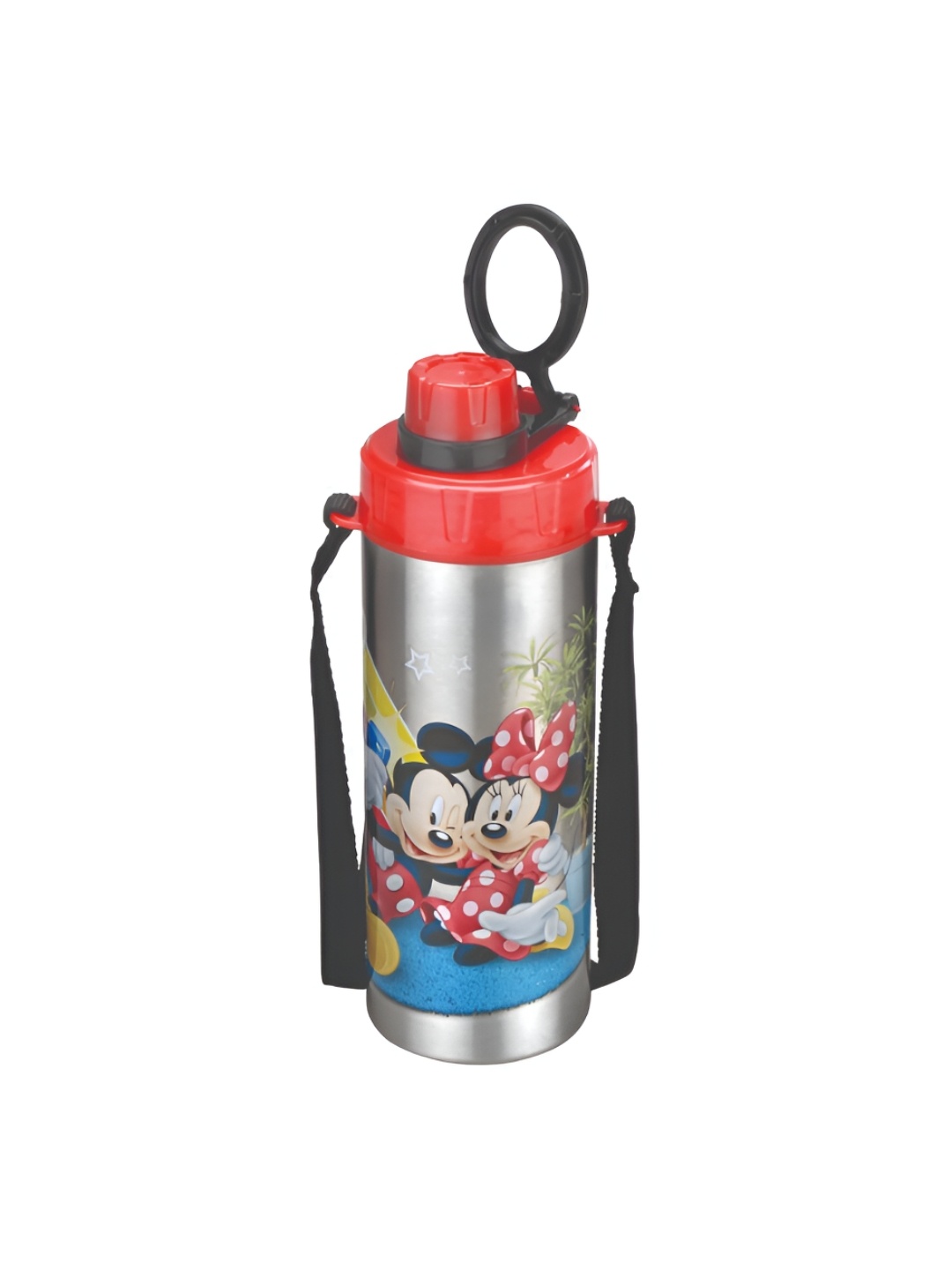 

JOYO Red & Black Mickey Printed Stainless Steel Dishwasher Safe Water Bottle 600 Ml