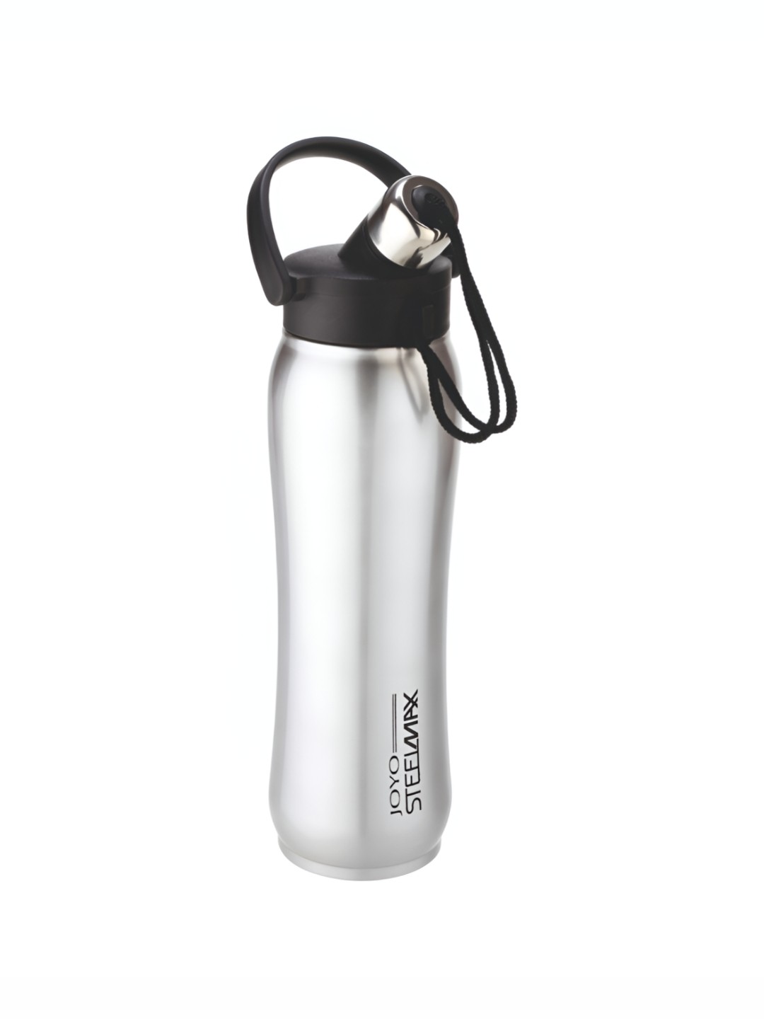 

JOYO Silver-Toned & Black Stainless Steel Dishwasher Safe Water Bottle 750 Ml