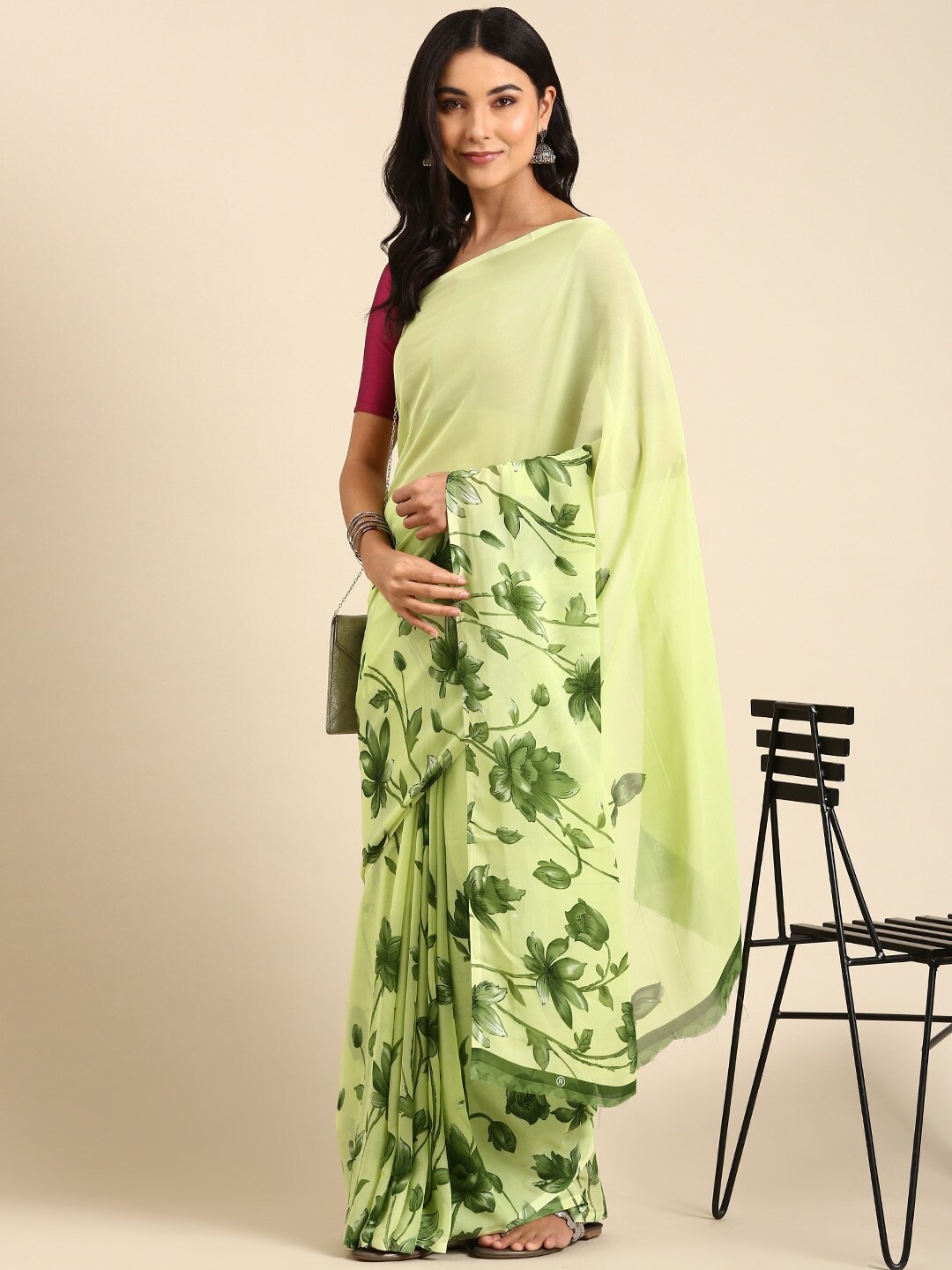 

Sitanjali Floral Printed Saree, Green