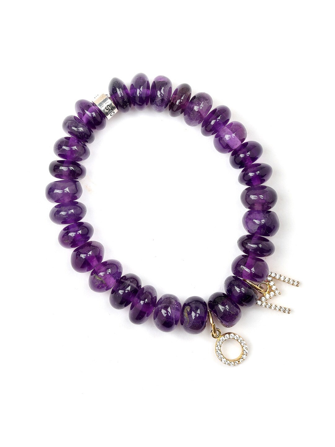 

Stone Story By Shruti Sterling Silver Gold-Plated Amethyst Elasticated Bracelet