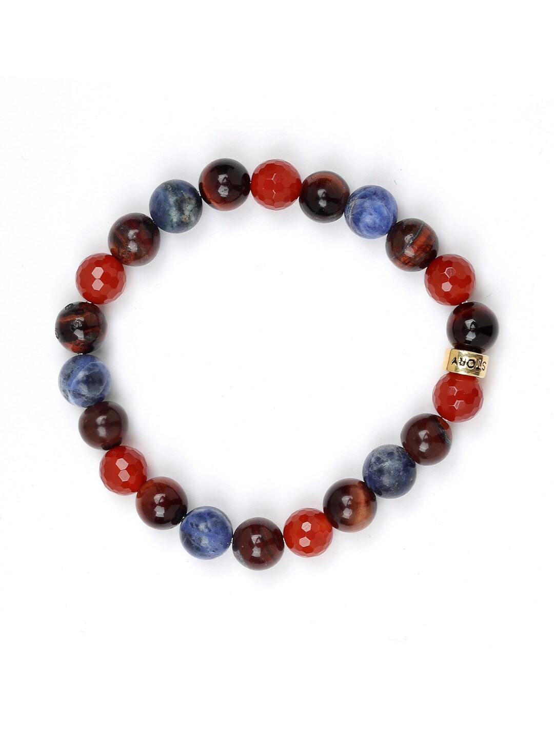 

Stone Story By Shruti Women Sterling Silver Tigers Eye Gold-Plated Charm Bracelet
