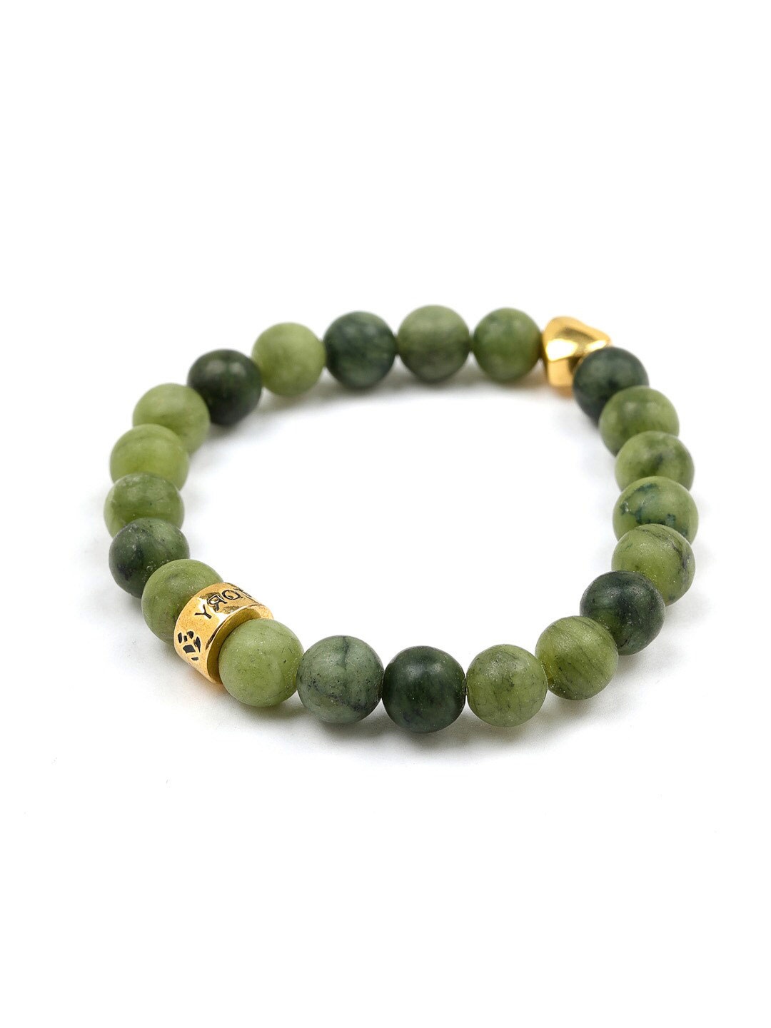 

Stone Story By Shruti Sterling Silver Gold-Plated Beaded Elasticated Bracelet