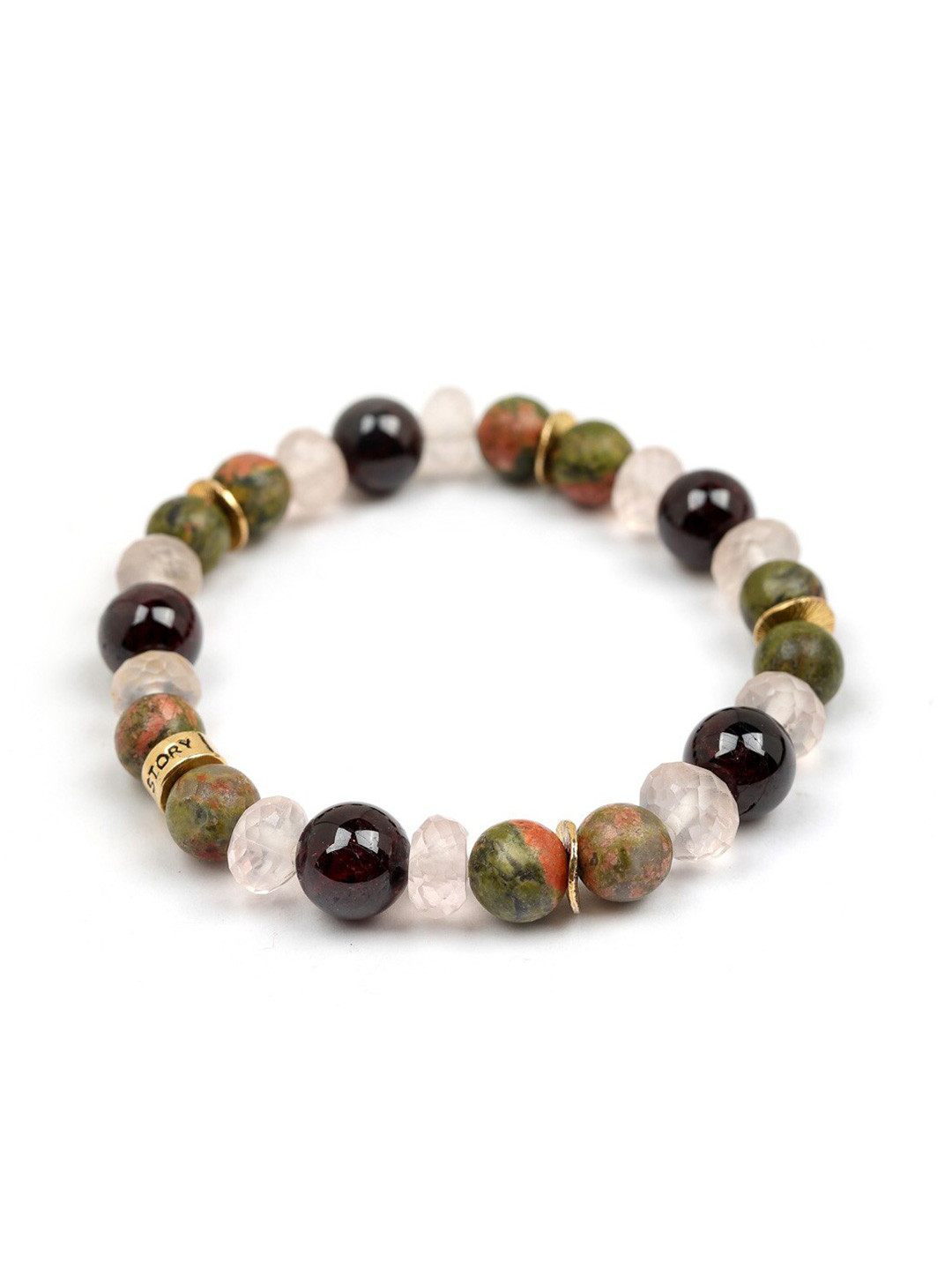 

Stone Story By Shruti Women Sterling Silver Gold Plated Garnet Elasticated Bracelet