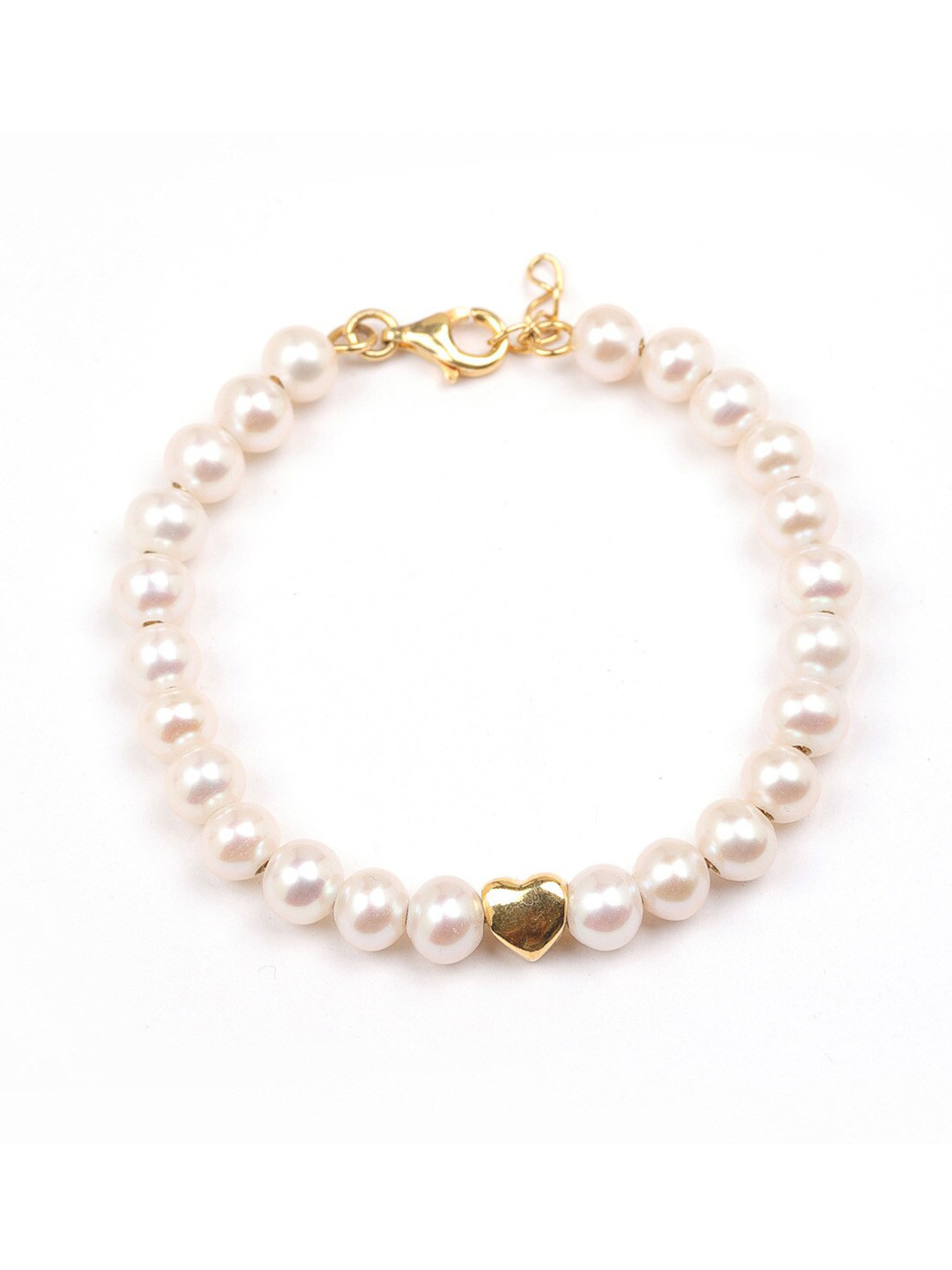 

Stone Story By Shruti Girls Sterling Silver Pearls Gold-Plated Charm Bracelet, White