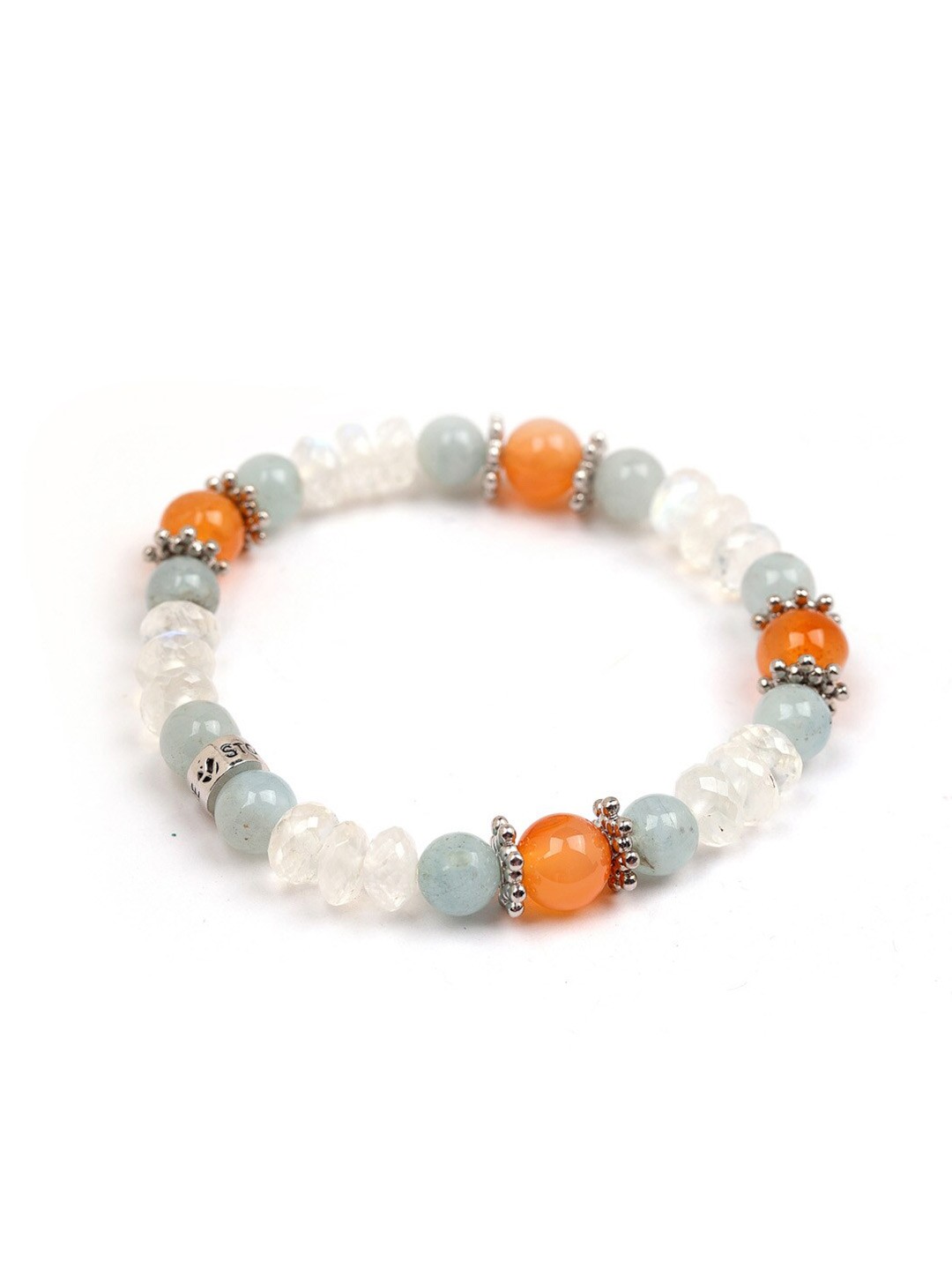 

Stone Story By Shruti Sterling Silver Rhodium-Plated Artificial Beads Bracelet