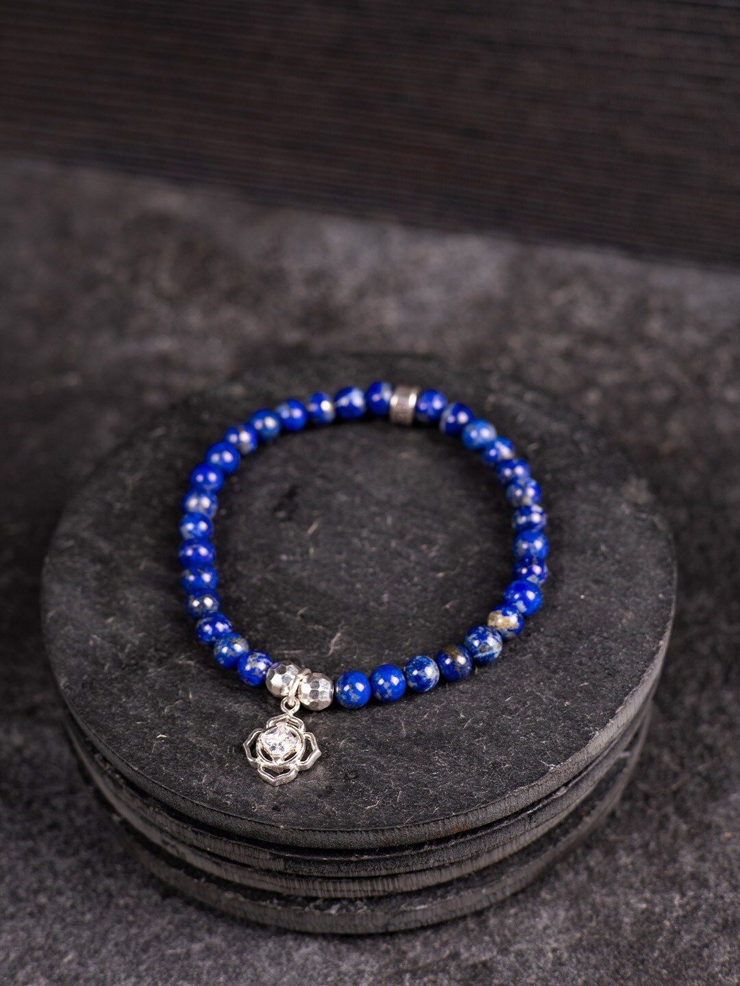 

Stone Story By Shruti Women Rhodium-Plated Beaded Sterling Silver Charm Bracelet