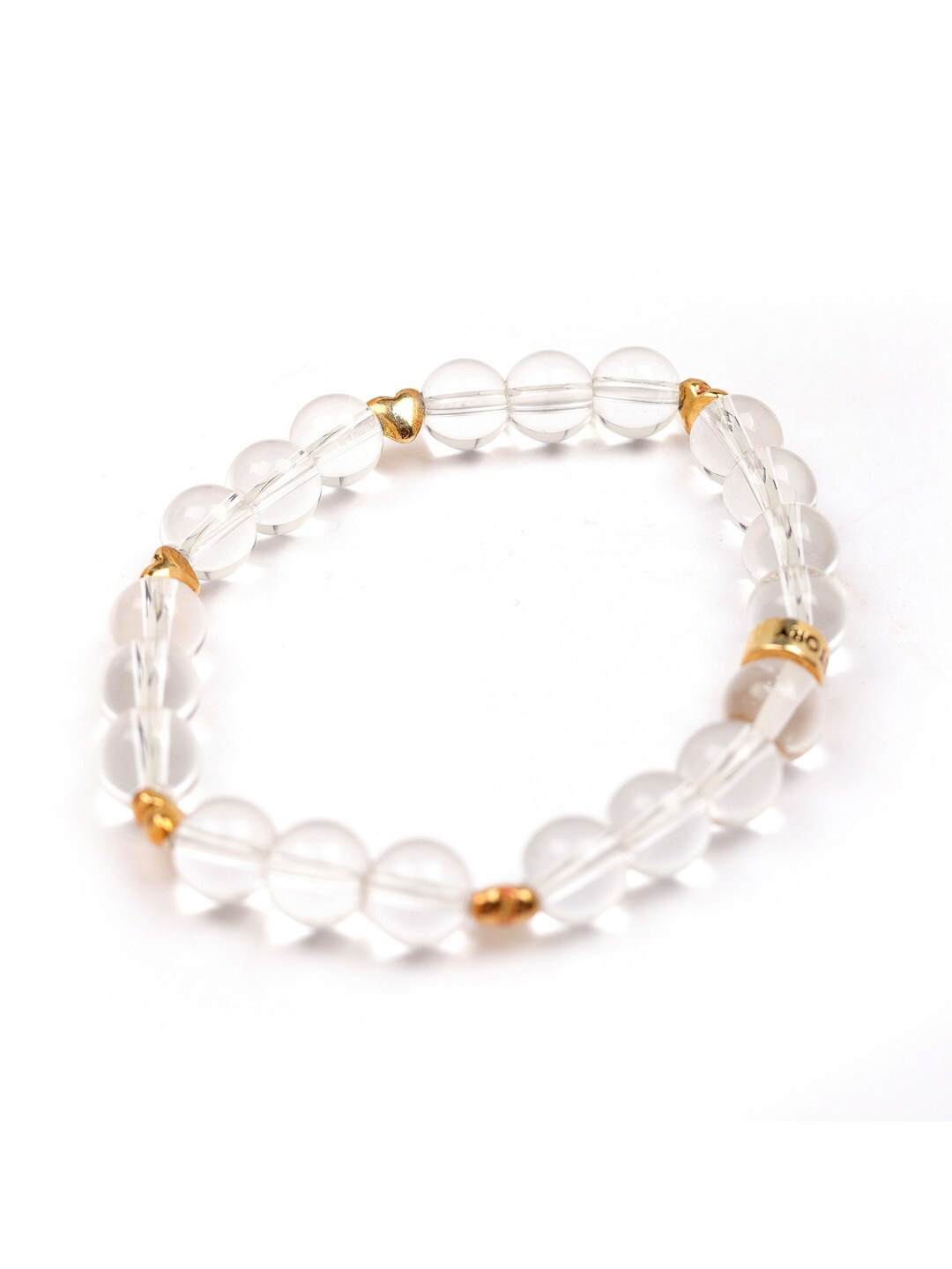 

Stone Story By Shruti Sterling Silver Gold-Plated Beaded Elasticated Bracelet