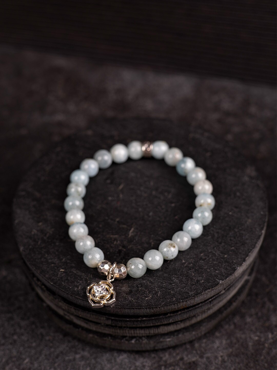 

Stone Story By Shruti Sterling Silver Rhodium-Plated Artificial Beads Bracelet