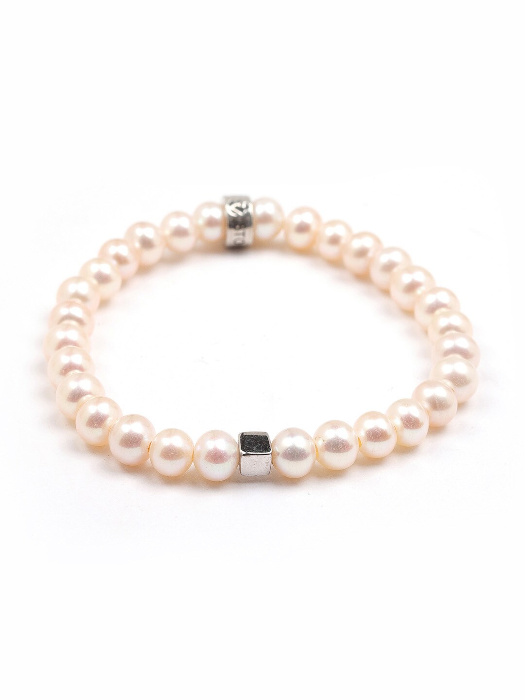 

Stone Story By Shruti Boys Sterling Silver Silver-Plated Pearls Beaded Bracelet