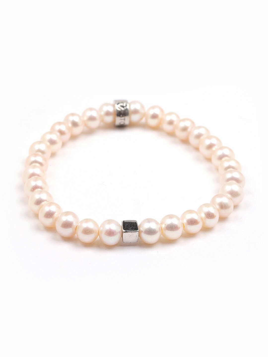 

Stone Story By Shruti Boys Sterling Silver Silver-Plated Pearls Beaded Bracelet