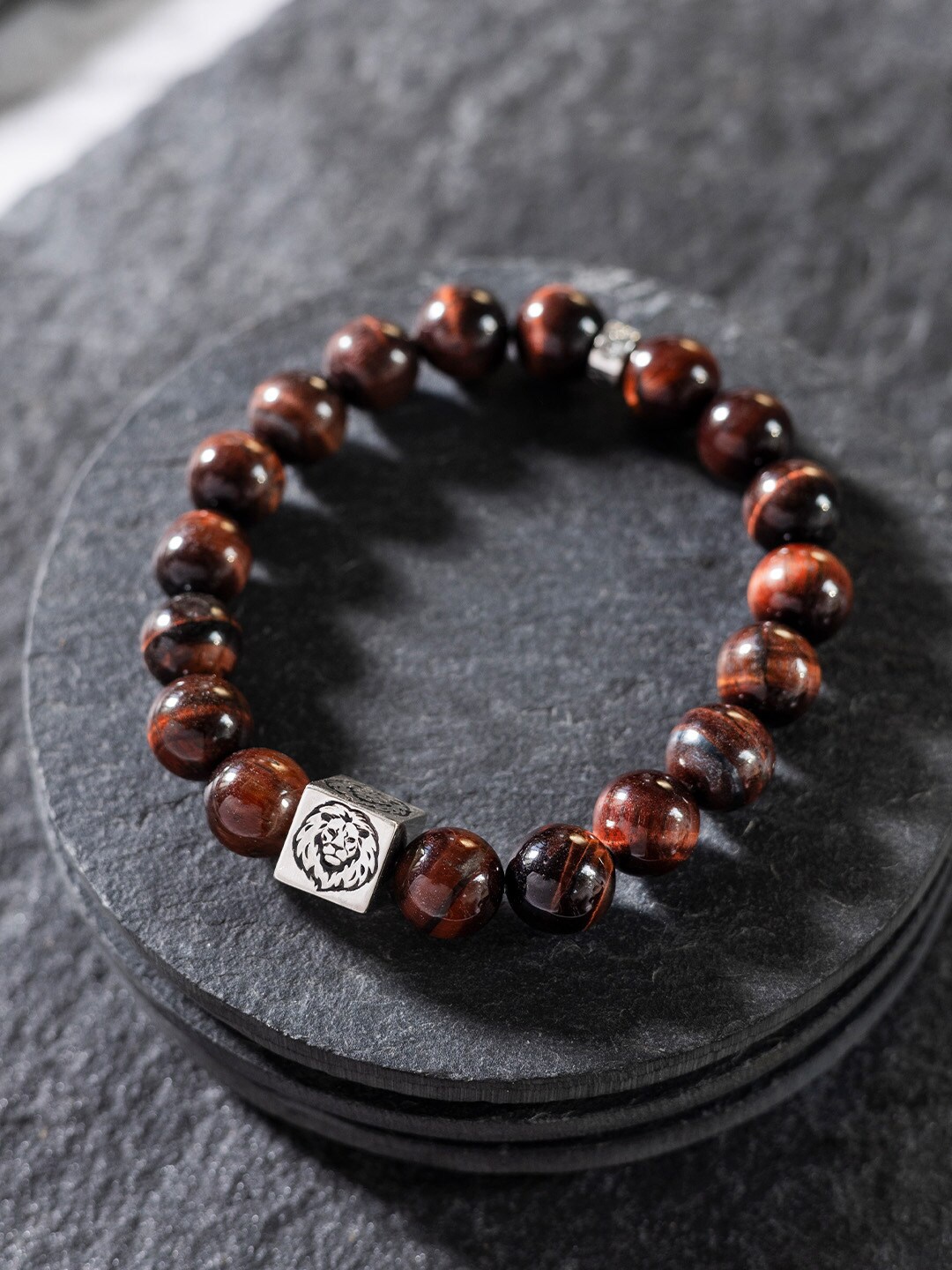

Stone Story By Shruti Men Sterling Silver Rhodium-Plated Artificial Beads Bracelet