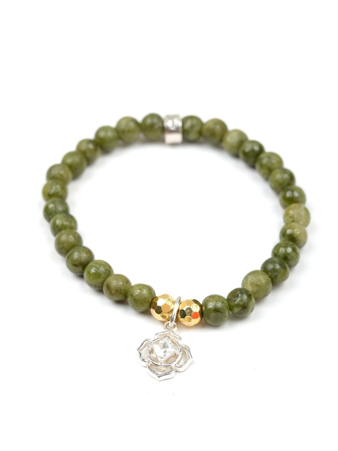 

Stone Story By Shruti Sterling Silver 18K Gold Plated Elasticated Bracelet, Green