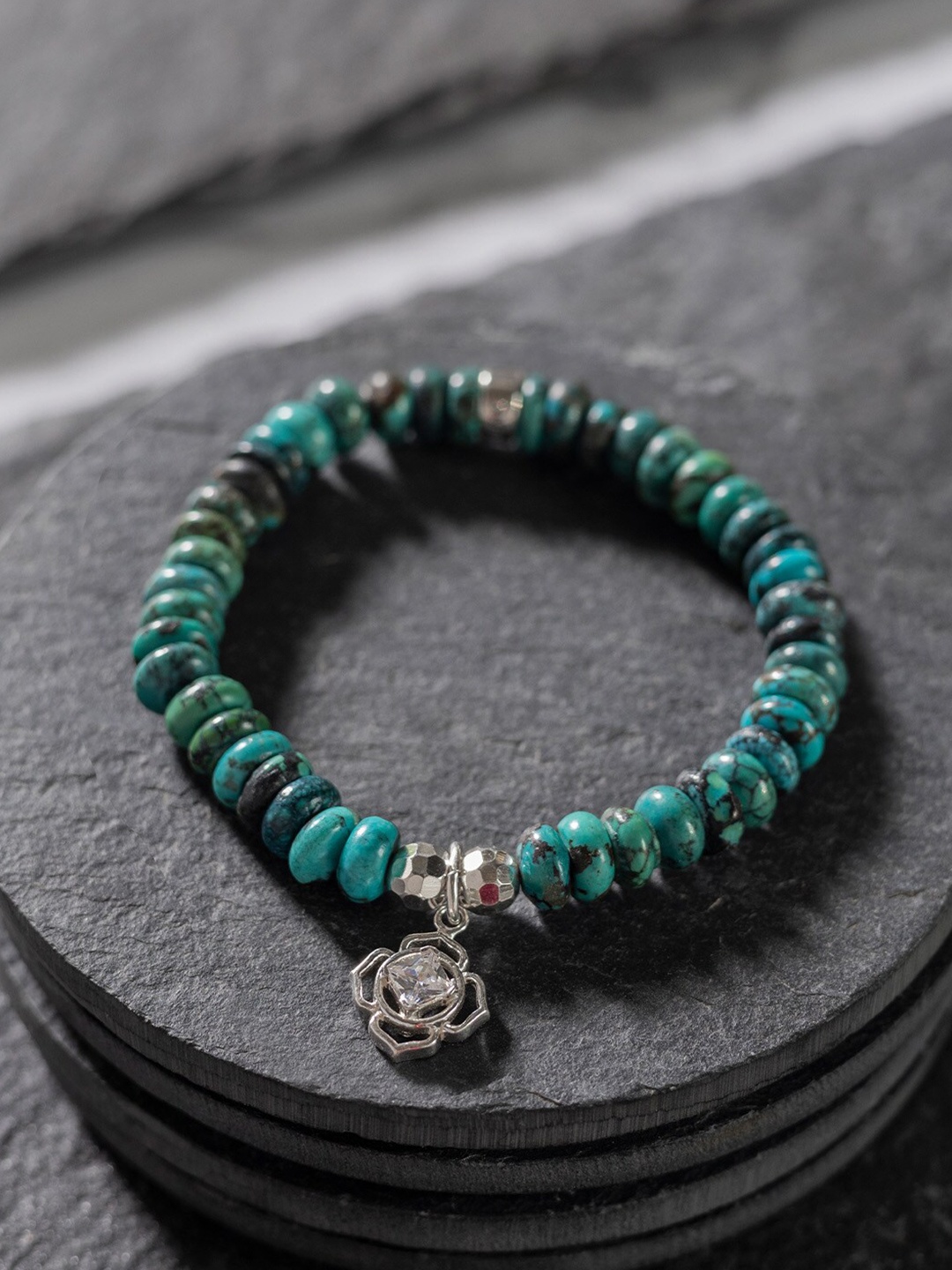 

Stone Story By Shruti Women Rhodium-Plated Beaded Sterling Silver Charm Bracelet