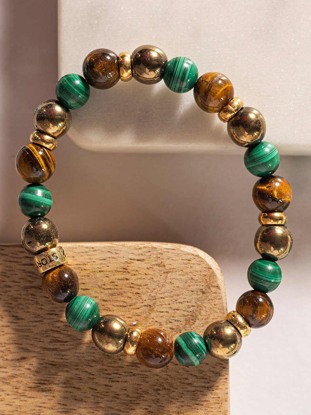 

Stone Story By Shruti Women Gold-Plated Beaded Sterling Silver Charm Bracelet