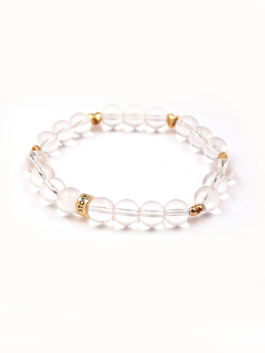 

Stone Story By Shruti 925 Sterling Silver Gold-Plated Beaded Heart Charm Bracelet