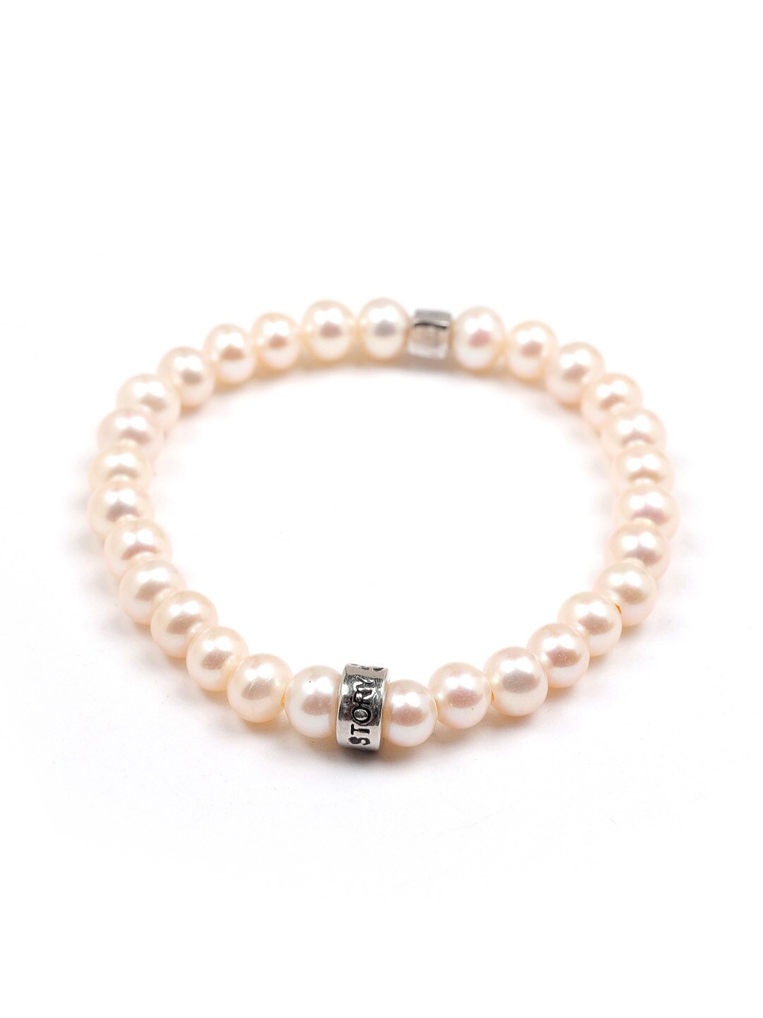 

Stone Story By Shruti Boys Sterling Silver Gold-Plated Pearls Elasticated Bracelet