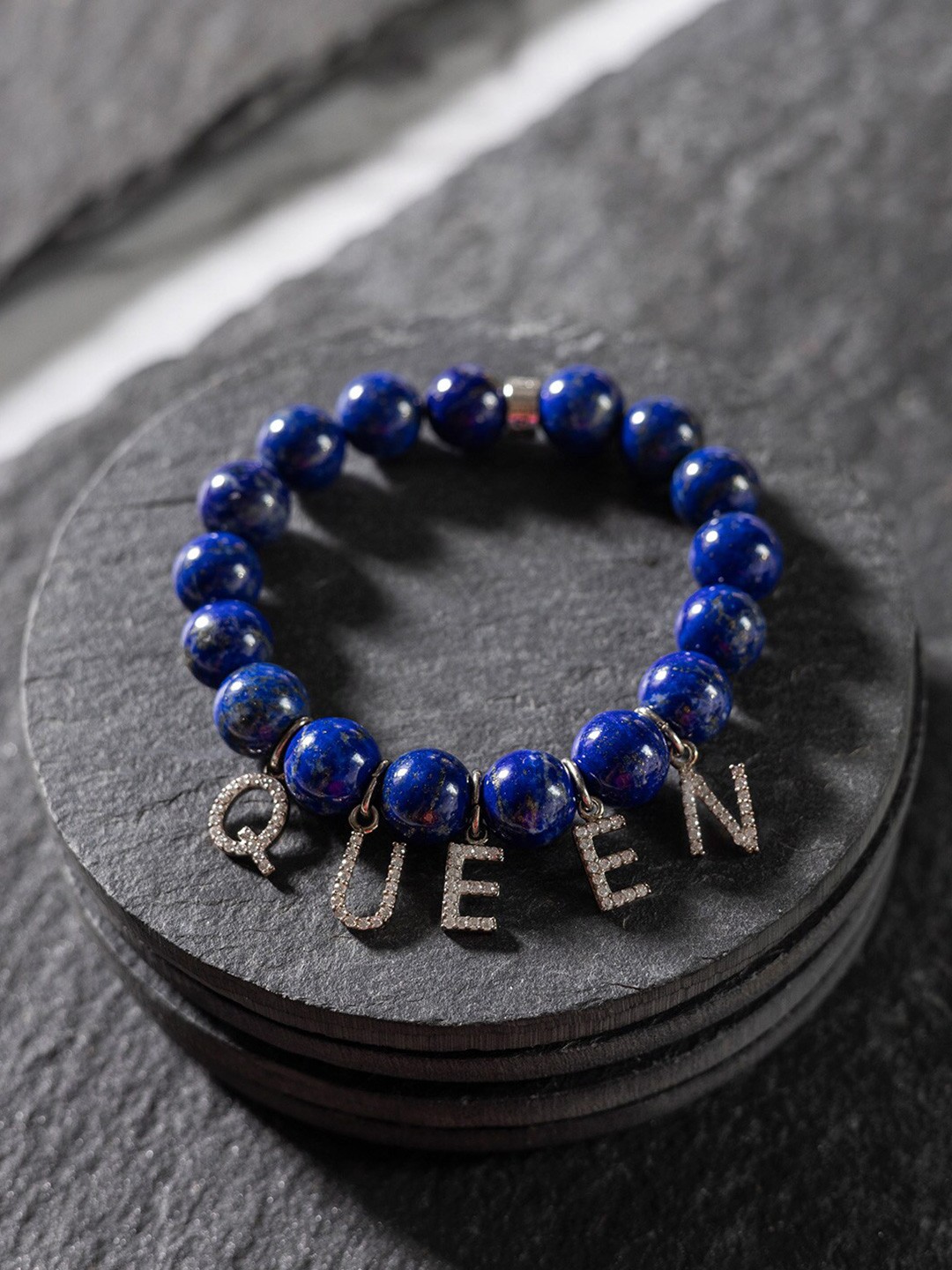 

Stone Story By Shruti Unisex Rhodium-Plated Sterling Silver Charm Bracelet, Blue