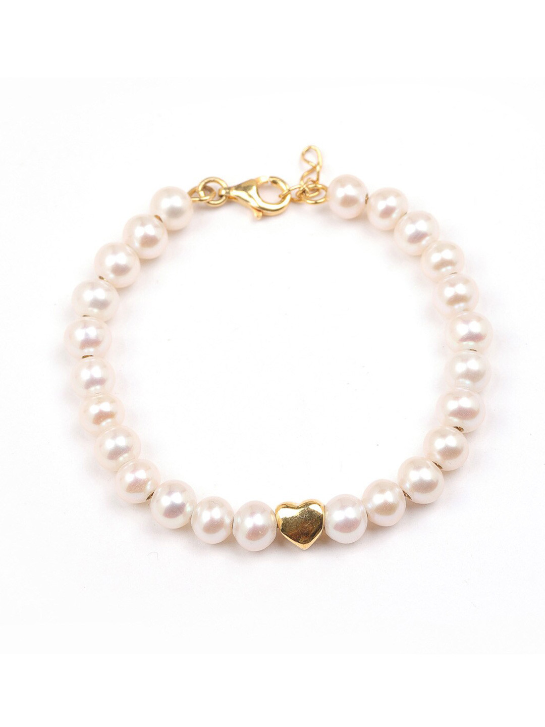 

Stone Story By Shruti Sterling Silver Gold-Plated Pearls Chain Bracelet