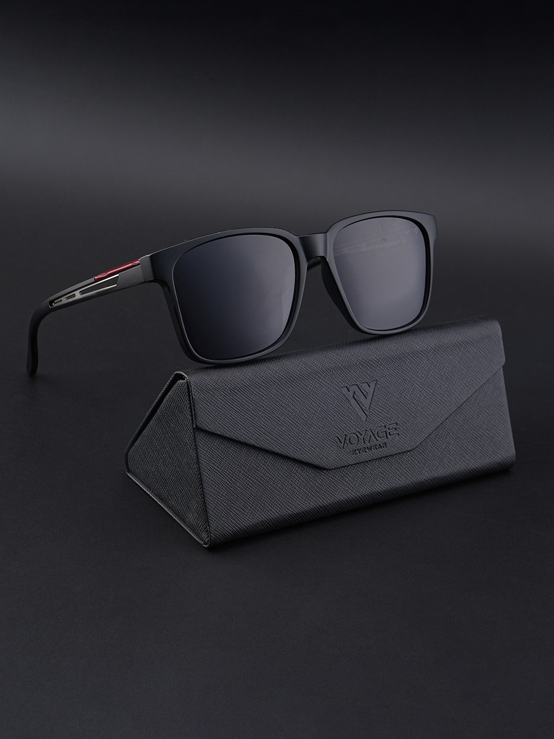 

Voyage Unisex Black Lens & Black Wayfarer Sunglasses with Polarised and UV Protected Lens