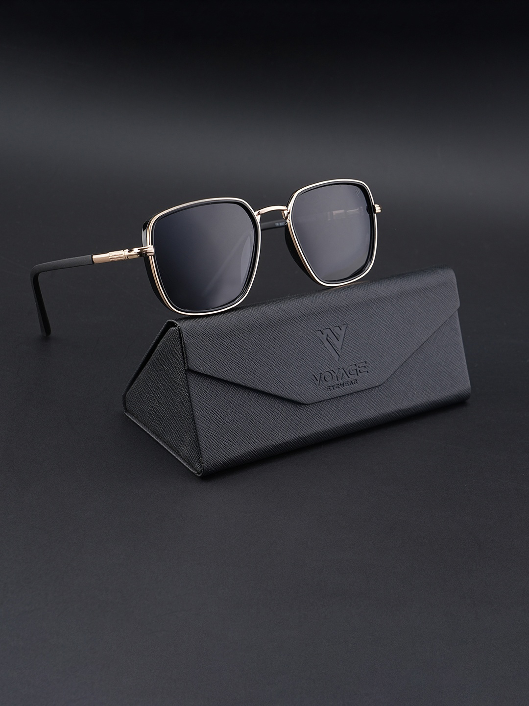 

Voyage Unisex Black Lens Square Sunglasses with Polarised and UV Protected Lens