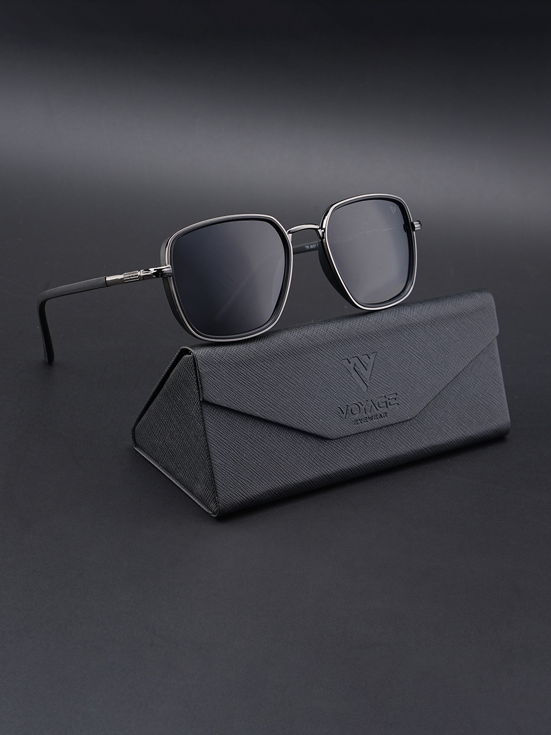 

Voyage Unisex Black Lens Square Sunglasses with Polarised and UV Protected Lens