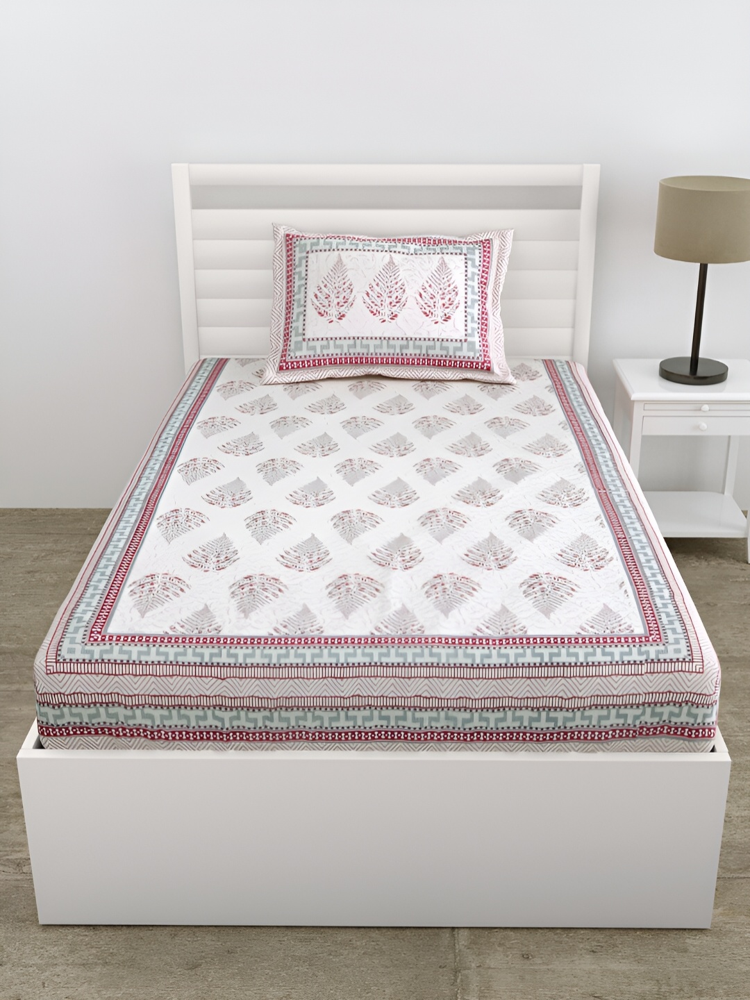 

DOLLIFI Pink & Grey Ethnic Motifs Cotton 180 TC Single Bedsheet With 1 Pillow Cover