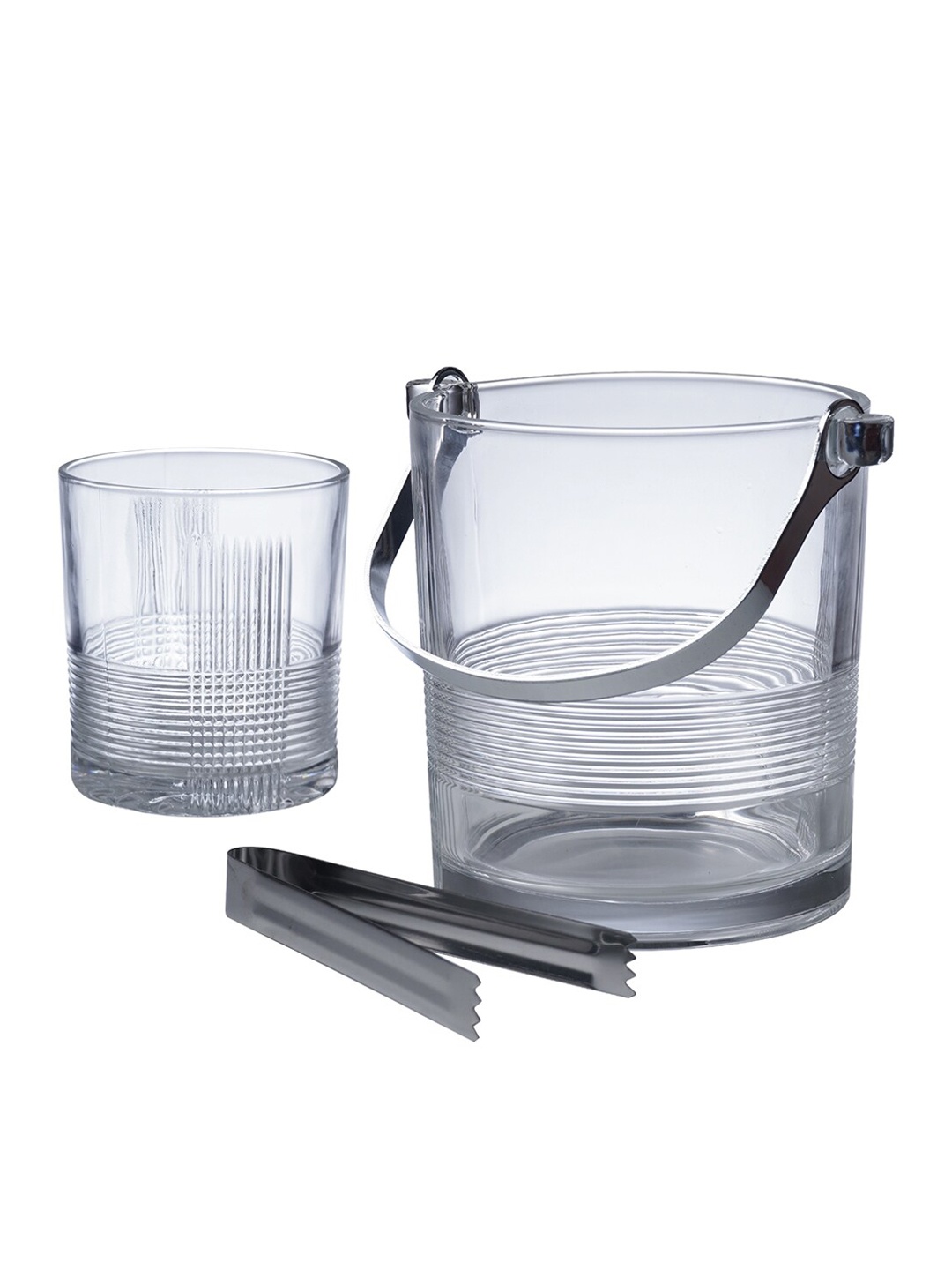 

ceradeco 6 Pieces Whisky Glasses with Ice Bucket & Tongs, Transparent