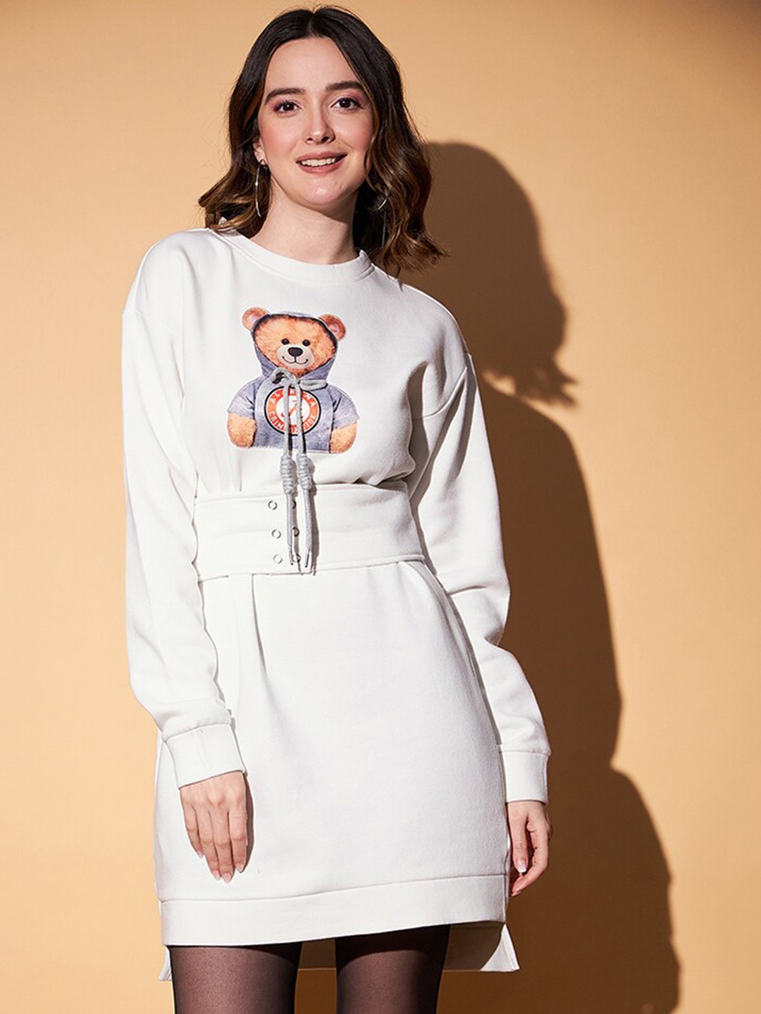 

KASSUALLY Graphic Printed Belted Sheath Dress, White