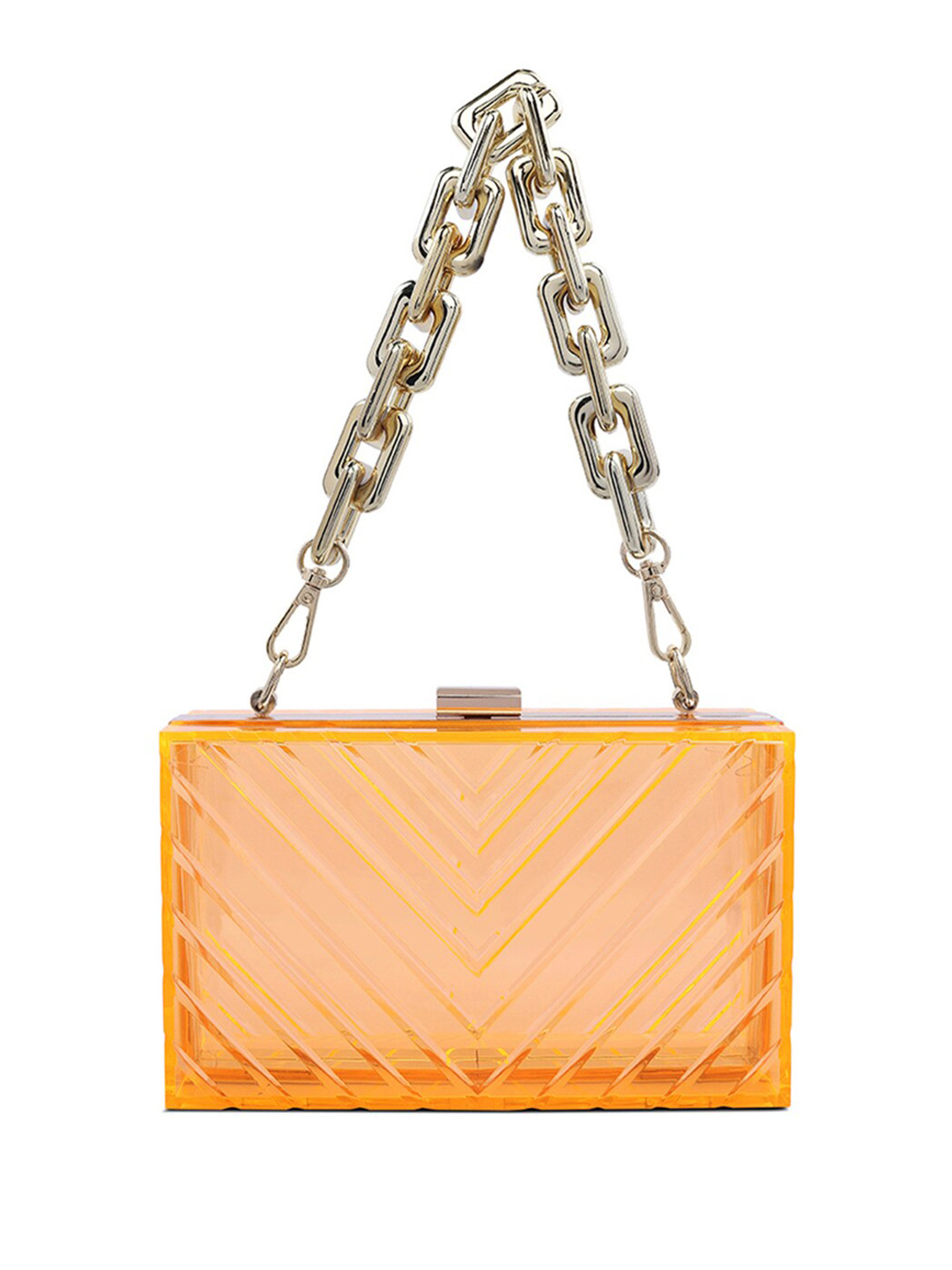

London Rag Textured Transparent Box Clutch, Orange
