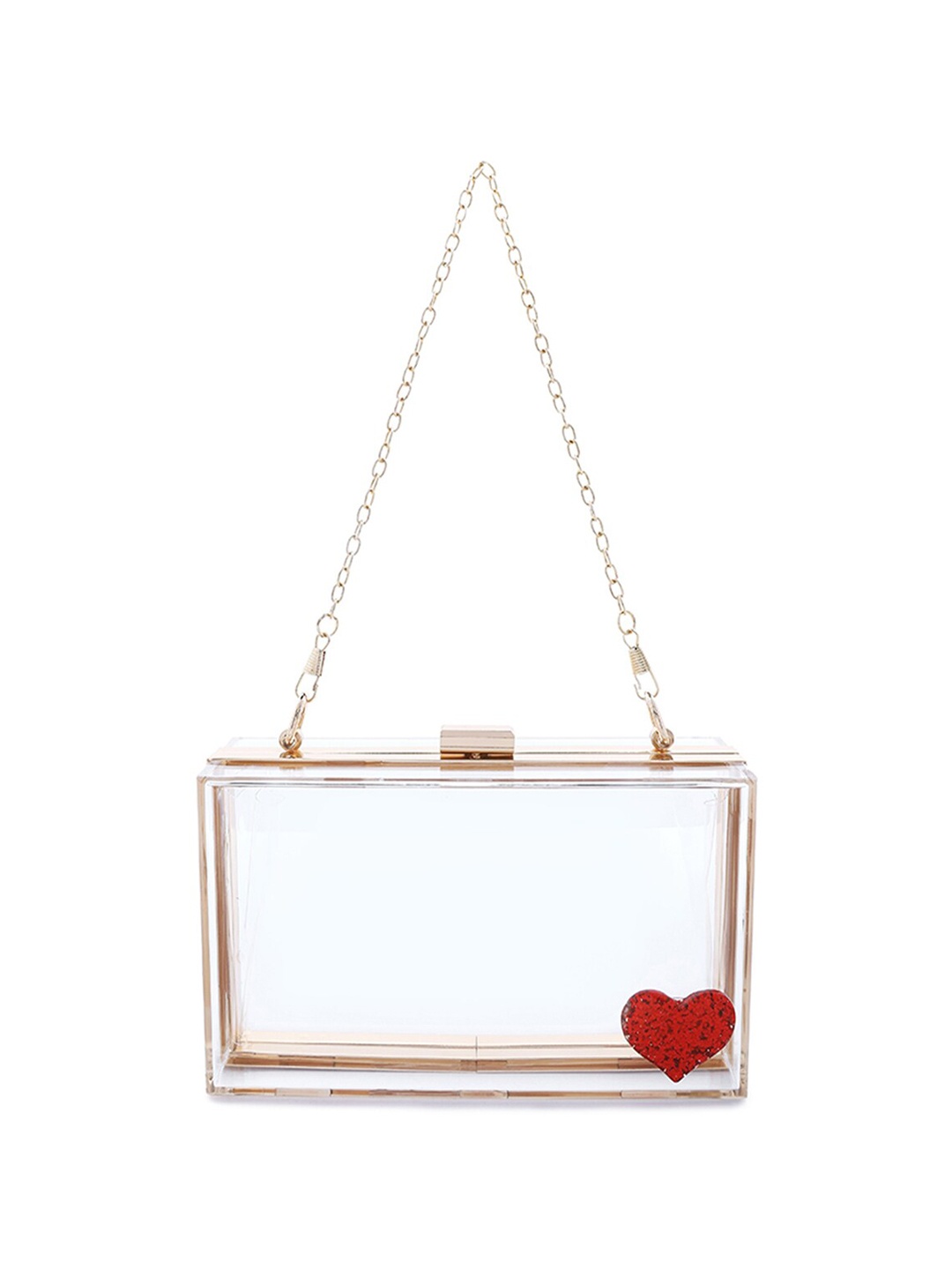 

London Rag Transparent Heart Detail Box Clutch