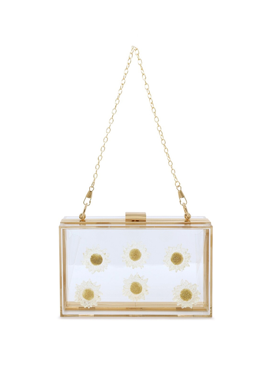 

London Rag Daisy Printed Box Clutch, Transparent