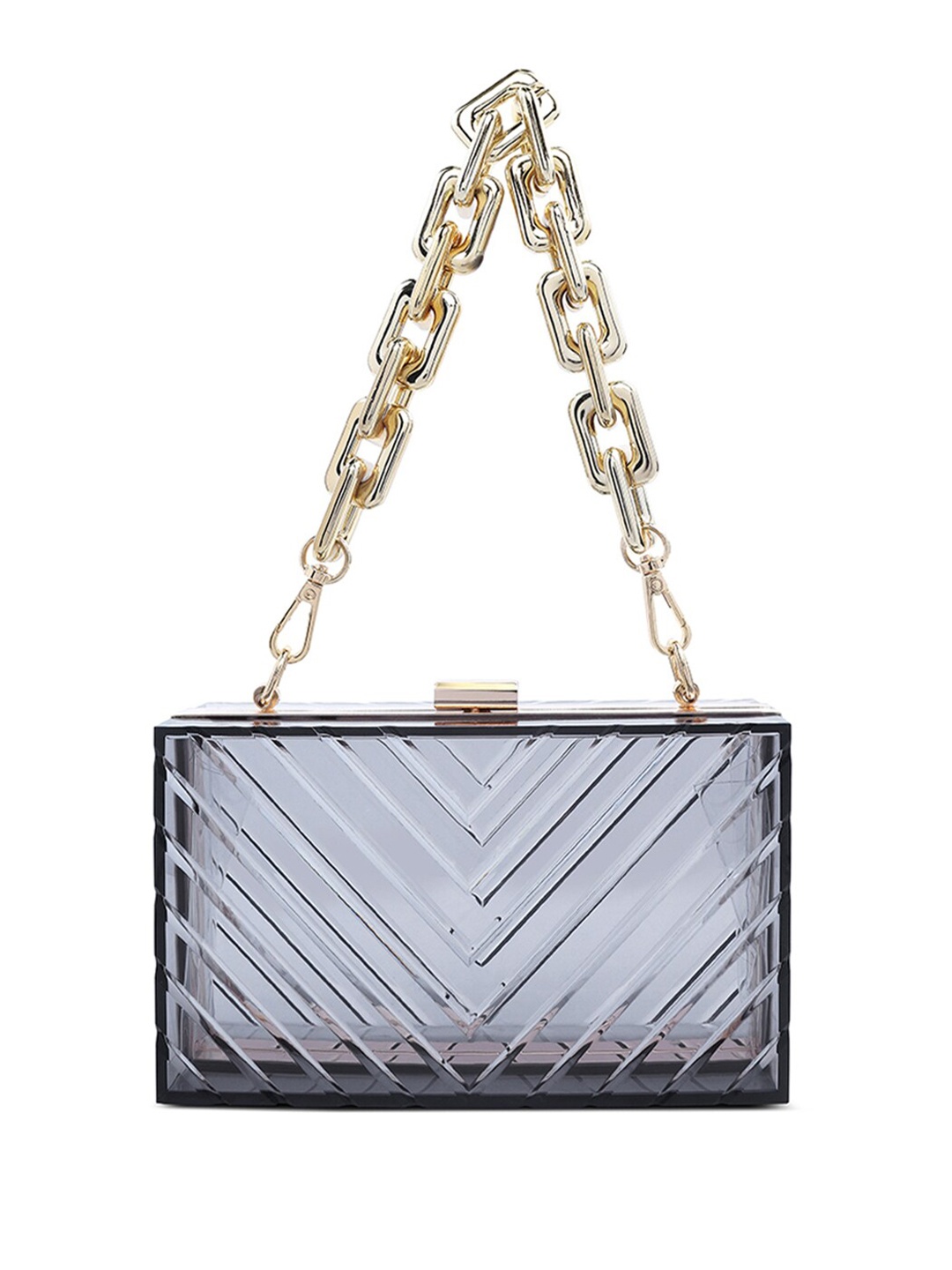 

London Rag Textured Transparent Box Clutch, Black