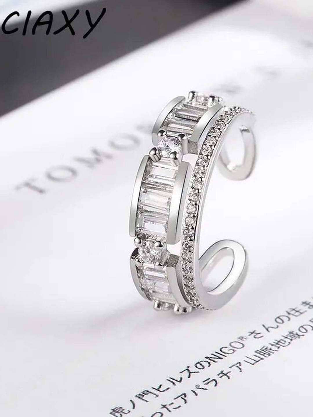 

ZIVOM Silver-Plated CZ-Stone Studded Design Finger Ring