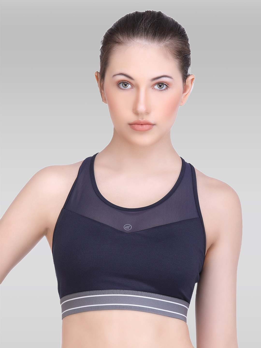 

LAASA SPORTS Full Coverage Removable Dry Fit Padding Workout Bra With All Day Comfort, Navy blue