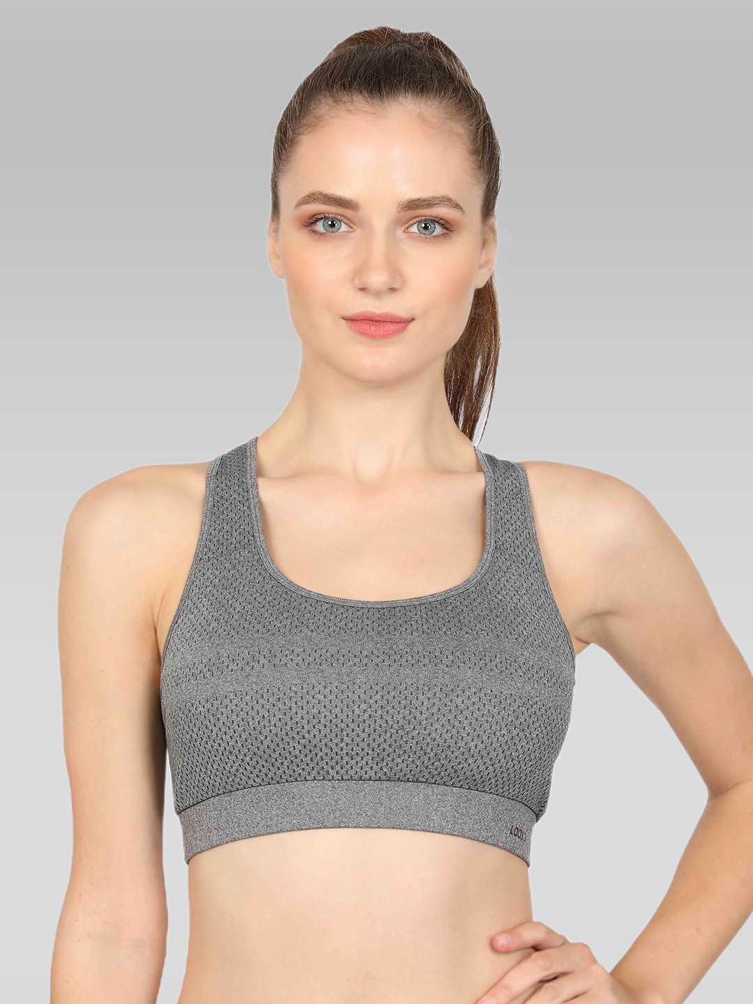 

LAASA SPORTS Full Coverage Removable Padding Workout Bra With All Day Comfort, Grey melange